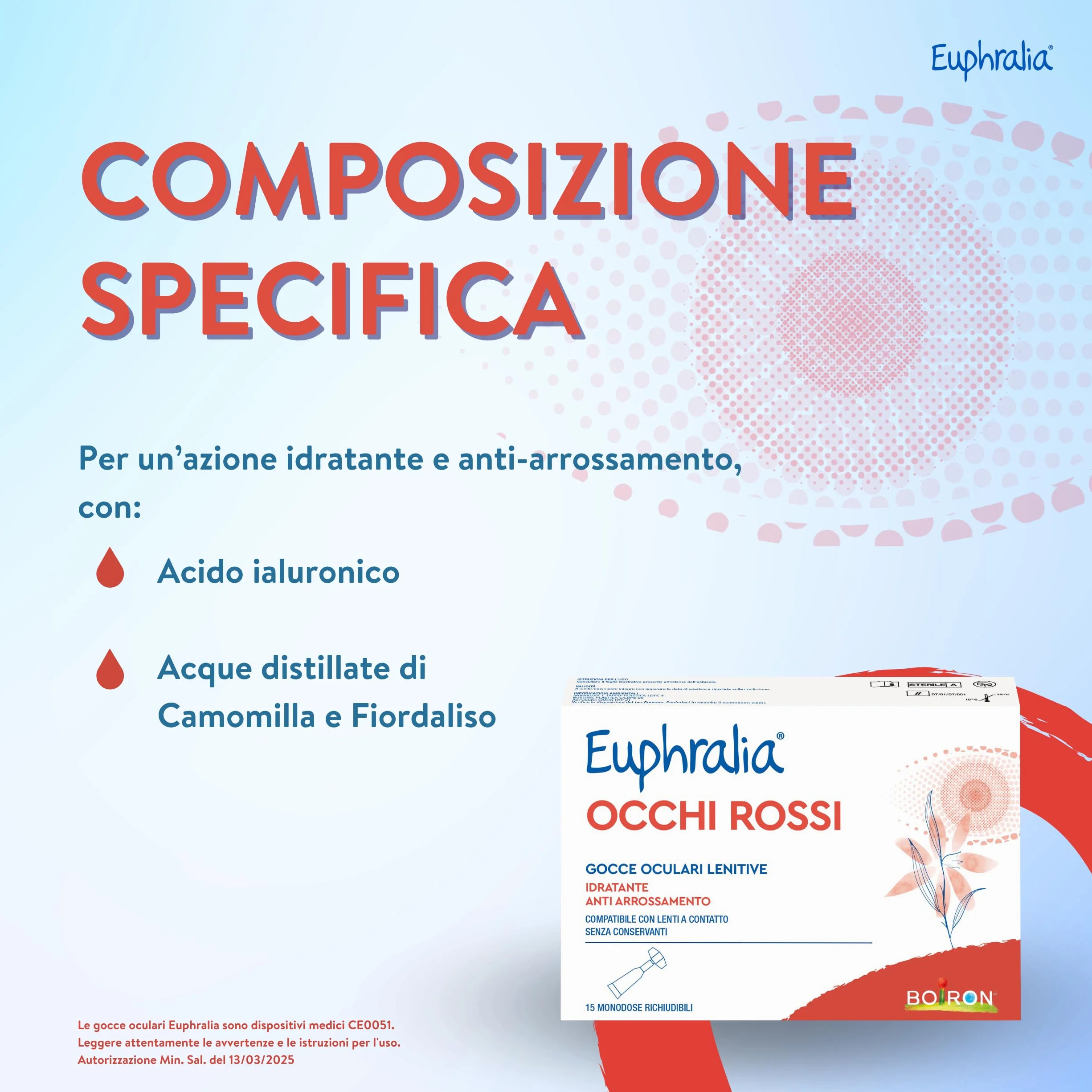 Euphralia Occhi Rossi Gocce Oculari Lenitive 15 Monodose Acido Ialuronico Camomilla