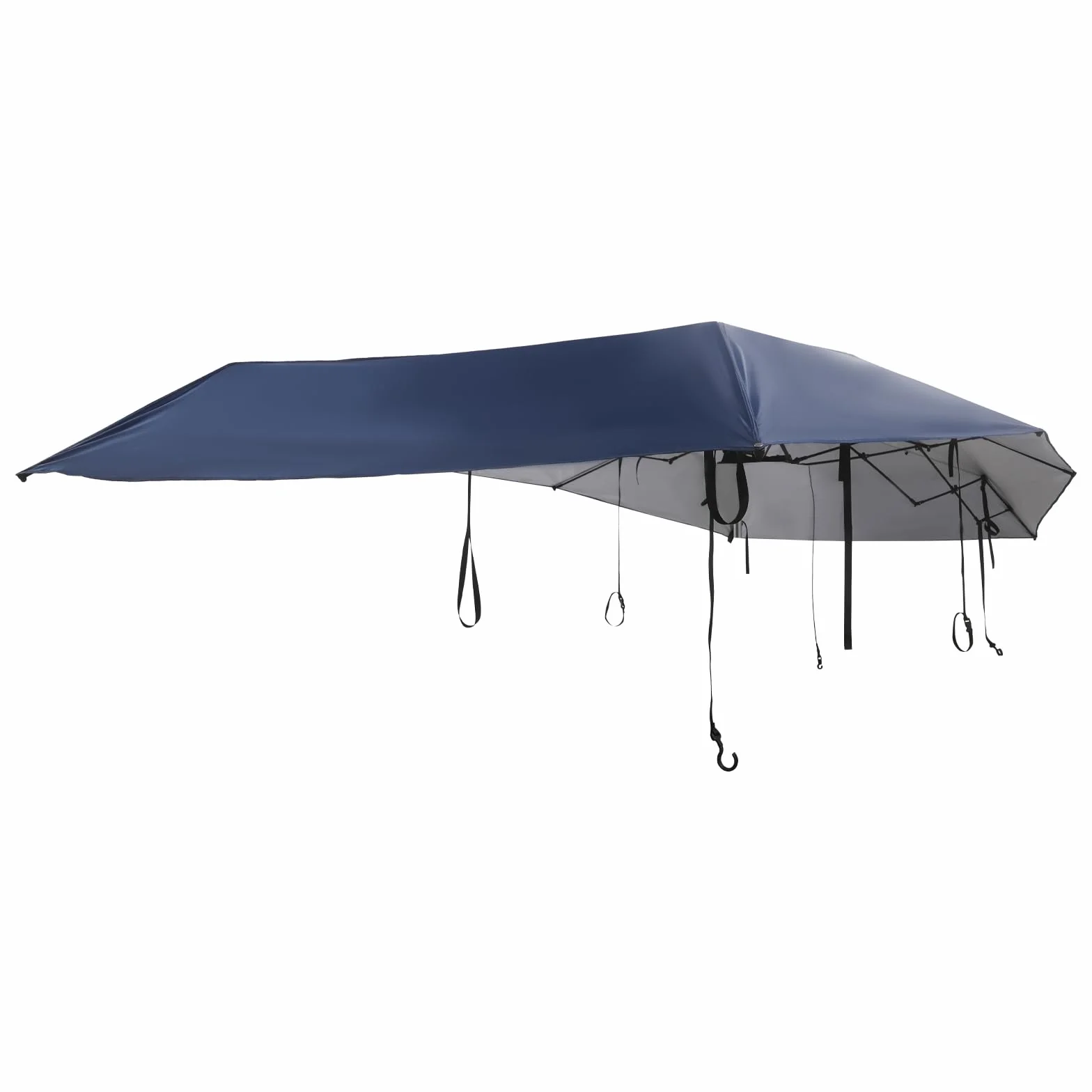Tenda parasole semiautomatica per auto, 4,6 x 2,3 m, copertura per auto, portatile, parasole pieghevole, per auto, con coperte da sole, UPF 30 + (blu marino)
