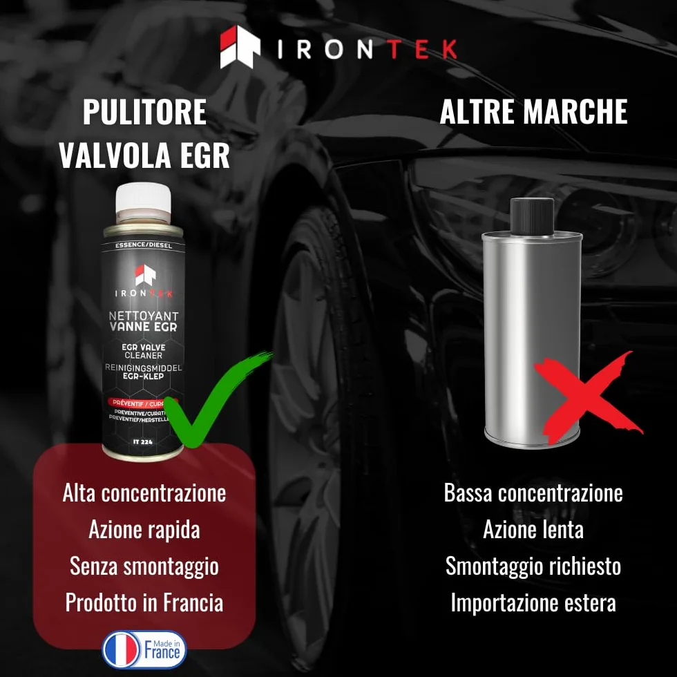 IRONTEK Pulitore Valvola EGR Diesel e Benzina 300ml | IT224 | Senza Smontaggio | Elimina Calamine e Depositi | Uso Preventivo e Curativo