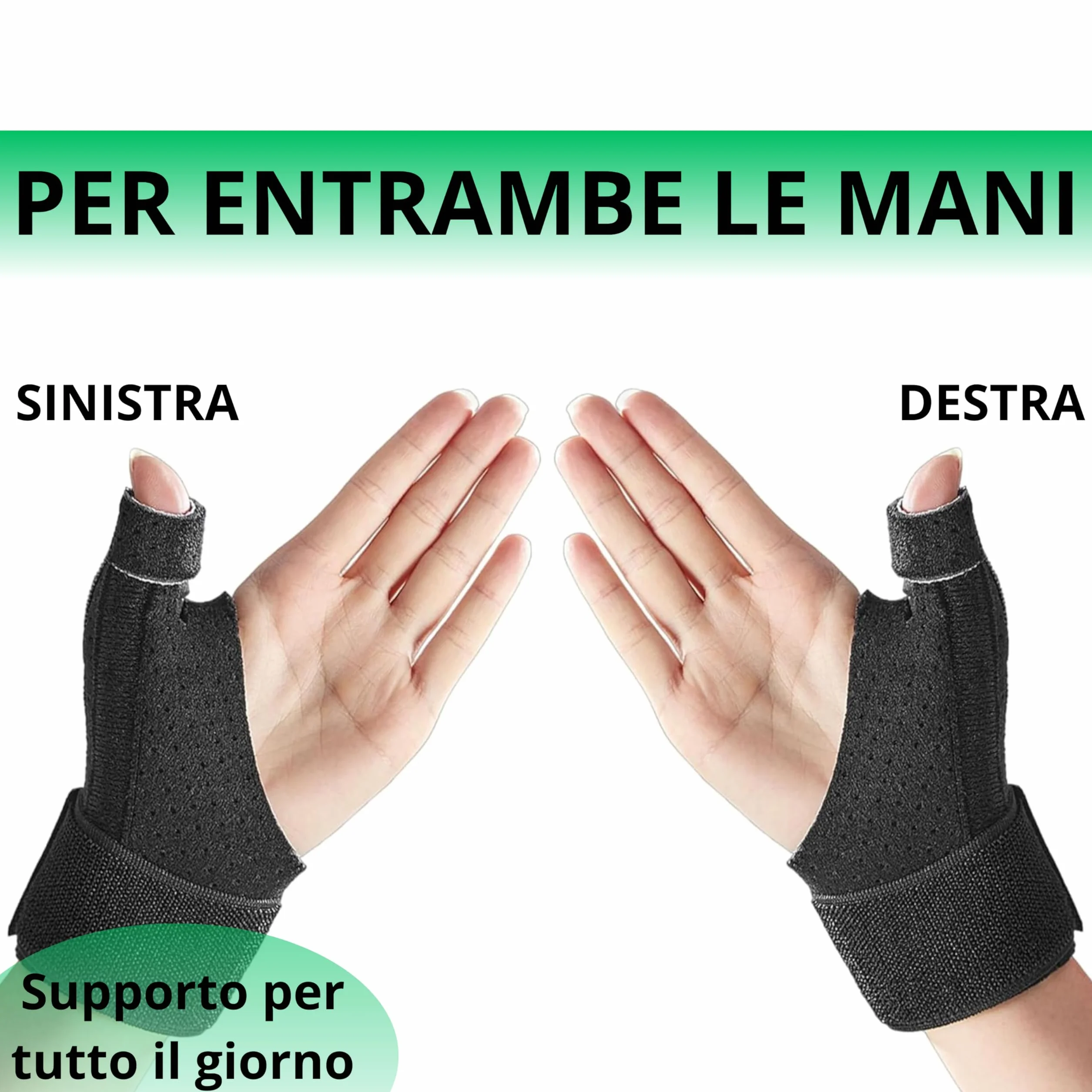 DALLAR Tutore Pollice Regolabile per Entrambe le Mani - Supporto Stabilizzante per Polso per Rizoartrosi, Tenosinovite, Artrite