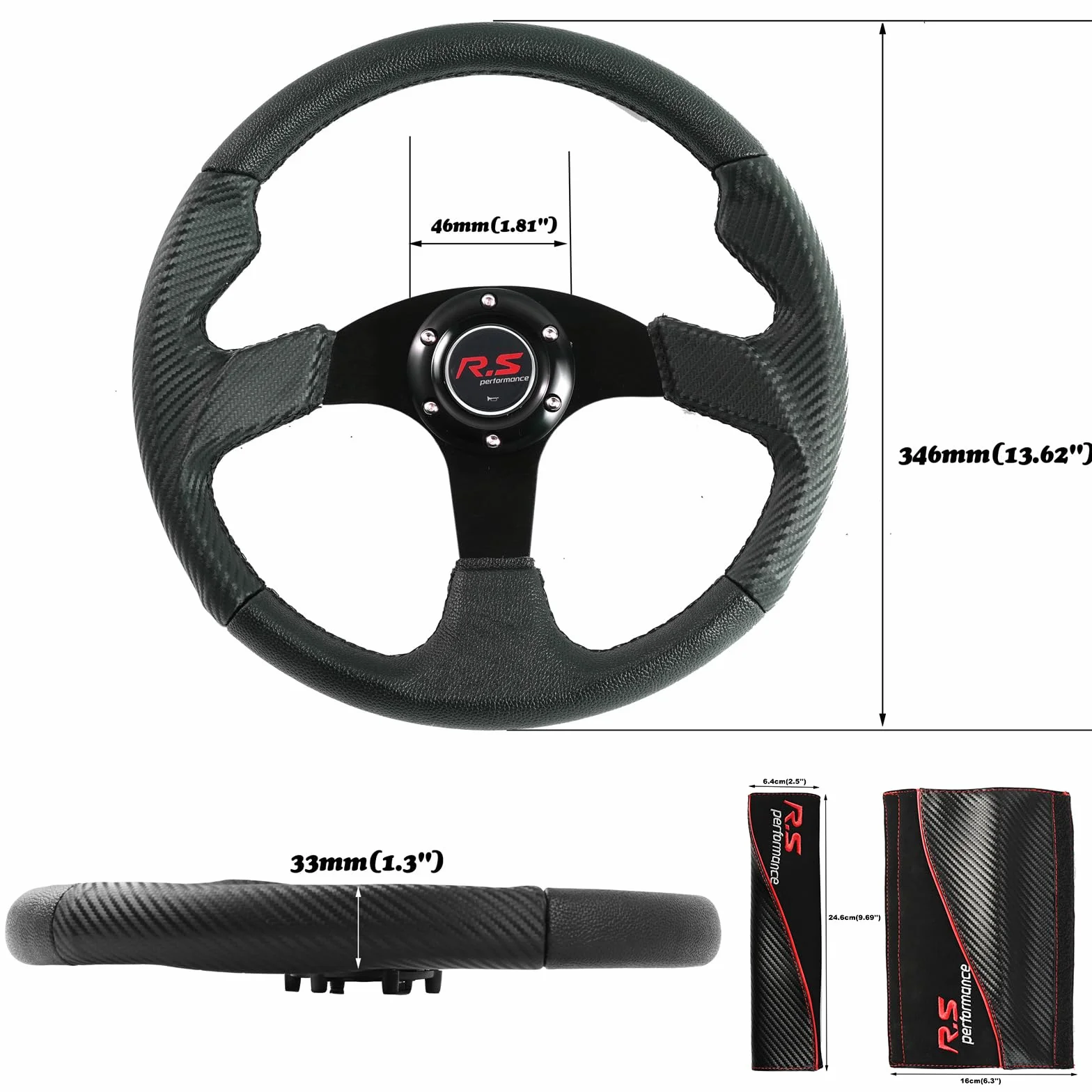 AUTOXBERT Volante 350mm 14" Pelle PVC Drift Rally Sport 6 Bulloni Clacson Universale per Corse