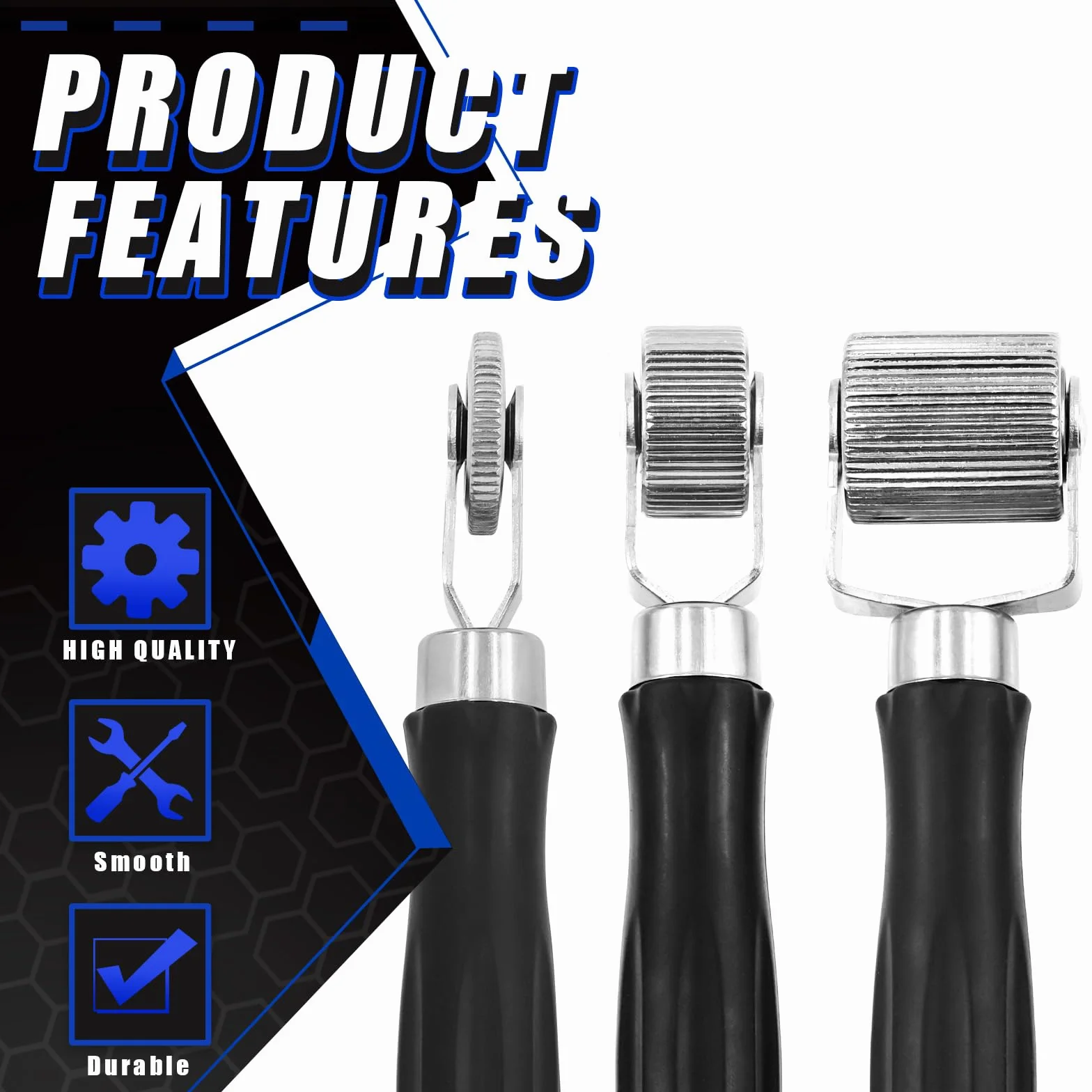 Glarks 4 rulli fonoassorbenti per auto, 6 mm, 20 mm, 40 mm, strumento di installazione in metallo, per applicazione rotella, rullo per cuciture insonorizzanti, kit in metallo con raschietto, per