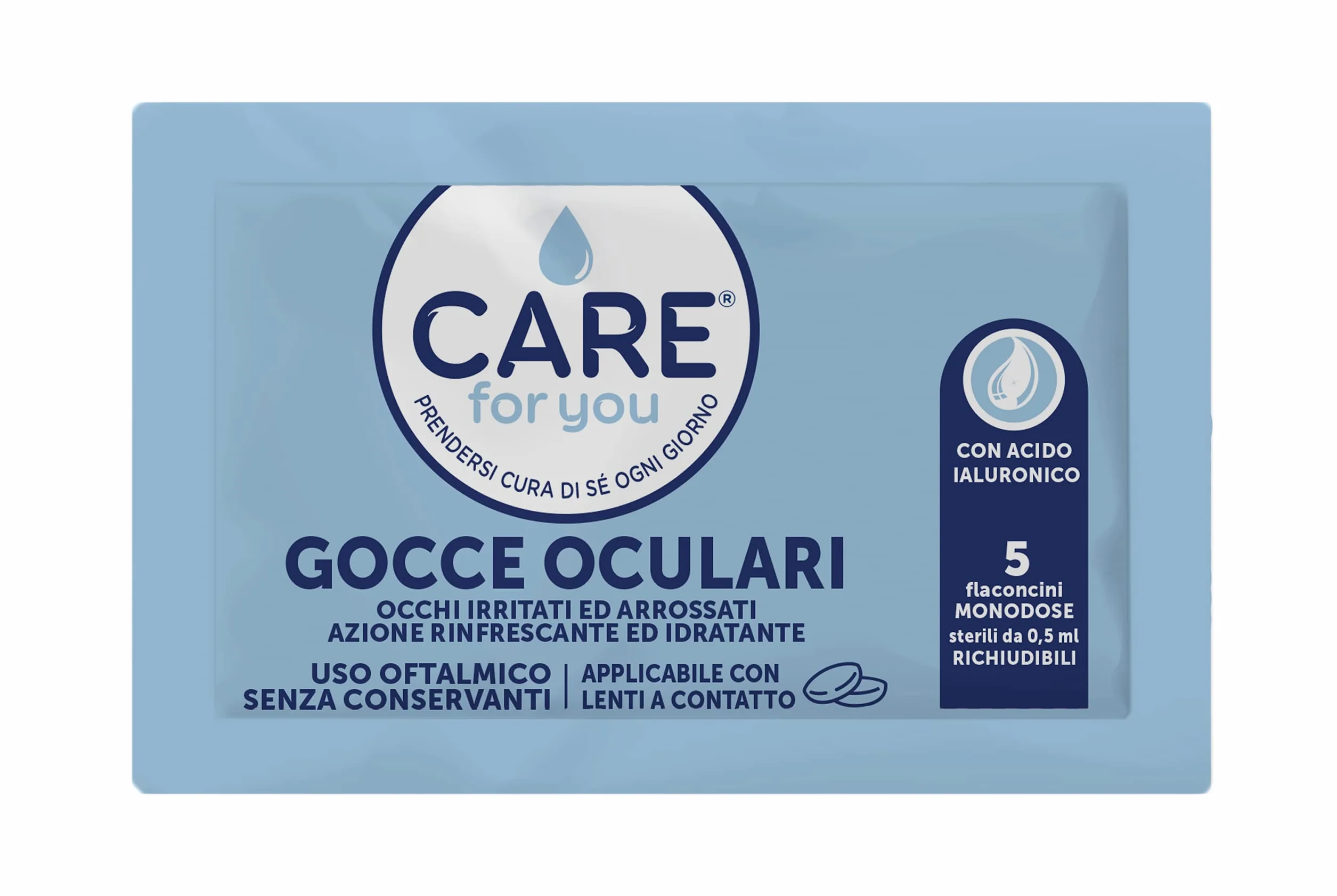 Gocce Oculari Collirio Monodose per Occhi Irritati ed Arrossati, Azione Rinfrescante e Idratante, Acqua Distillate di Fiordaliso e Camomilla, 10 x 0,5 ml