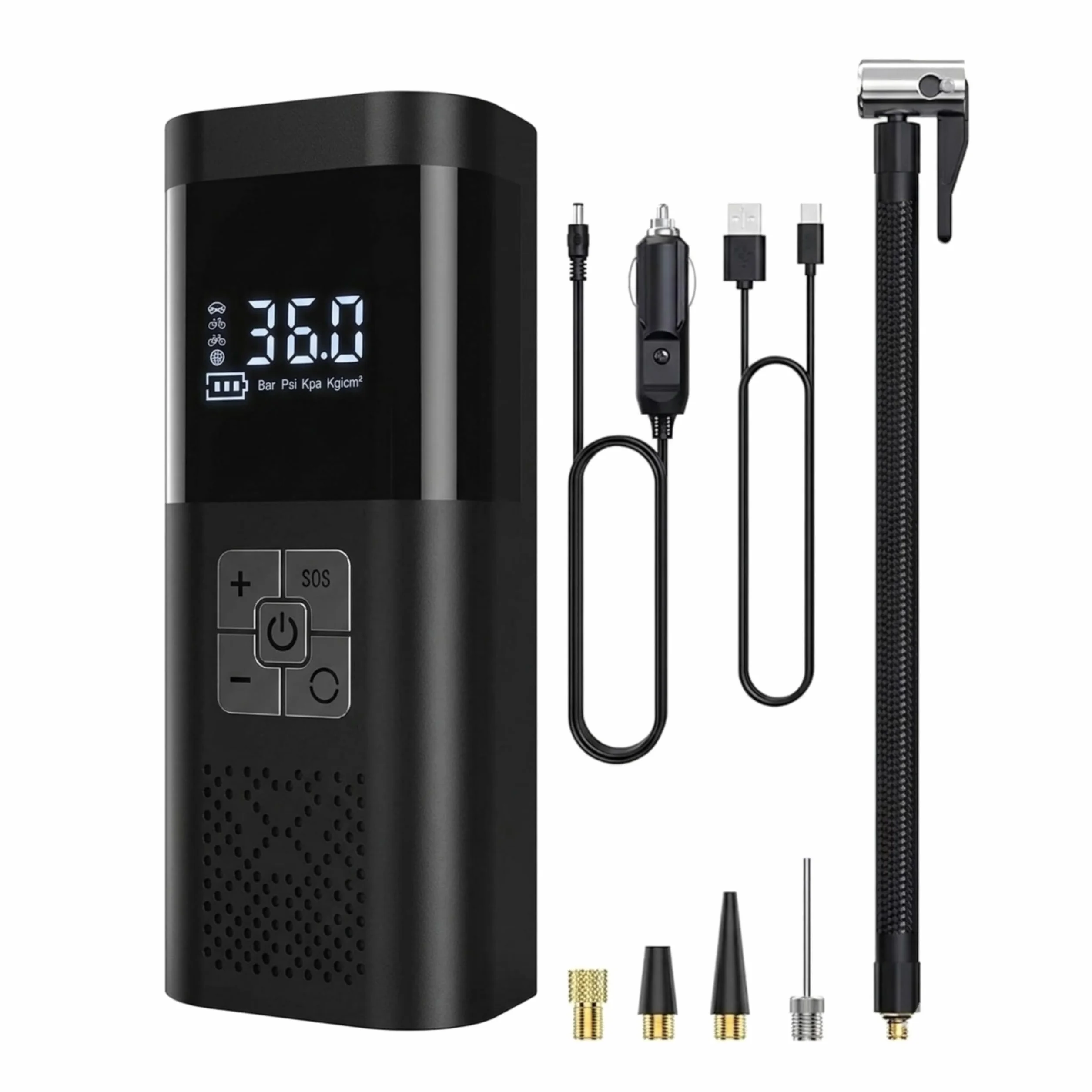 Yasta Compressore d'Aria Portatile 150PSI 12V DC Gonfiatore Elettrico 6000mAh Display Digitale LED