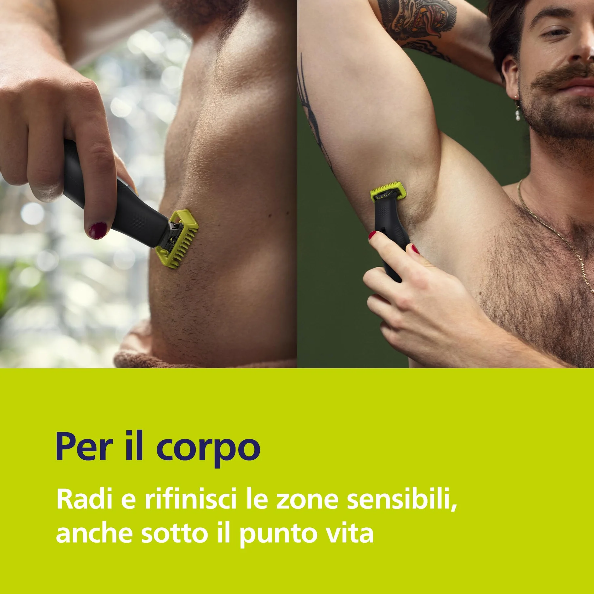 Philips OneBlade Pro 360 QP6552/30 Regolabarba elettrico viso corpo 2 lame 360 pettine custodia