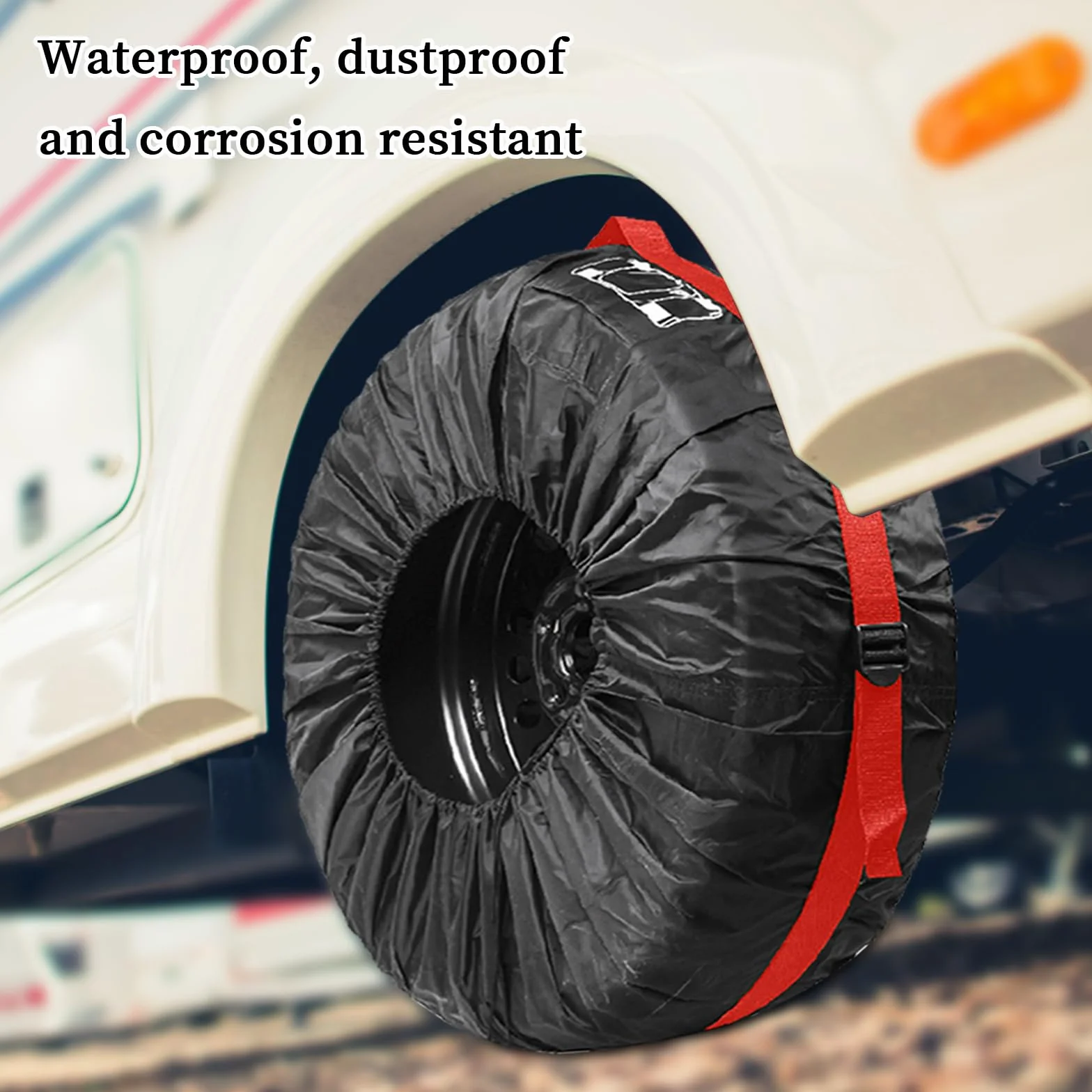 Set di 4 Borse per Pneumatici 19-23 Pollici Copriruota Custodia Impermeabile Rosso + Nero