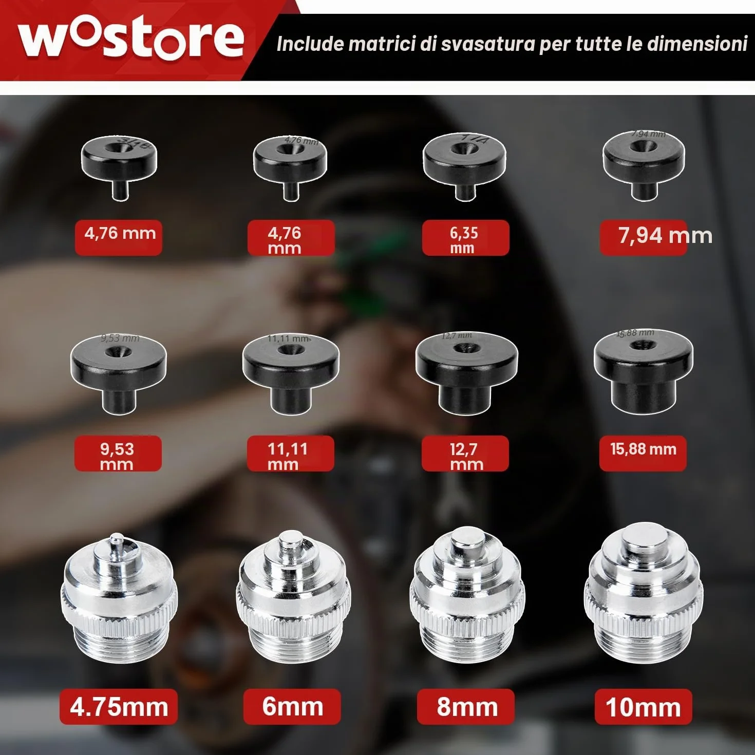 Wostore Kit svasatura tubo freno svasature singole doppie SAE bolla ISO taglierina tubi alesatore 3/16-5/8" 7 misure