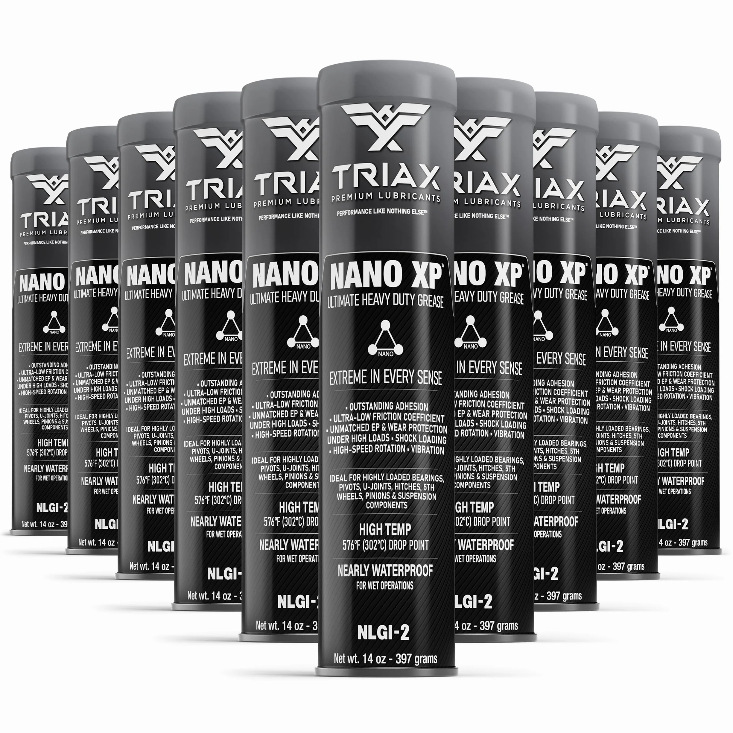 TRIAX Nano XP Grasso Ultra Heavy Duty, Completamente Sintetico con Nano Fullerene, Punto di Goccia >330°C, Carico EP Estremo. Per Cuscinetti ad Alta Temperatura, Telaio/5a Ruota, Applicazioni Marine