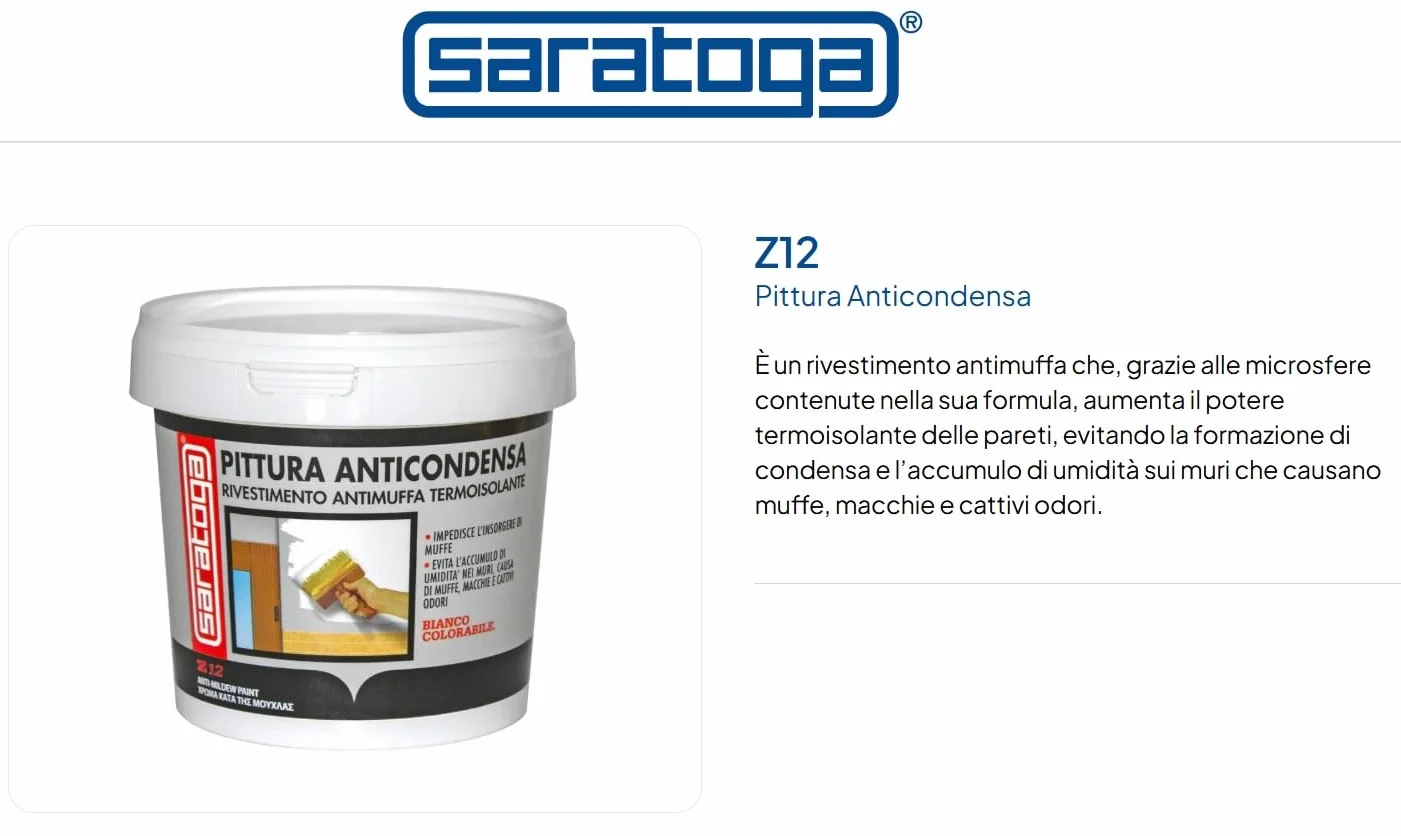 Saratoga Z12 Pittura Antimuffa Termoisolante con Microsfere Anti Condensa 750 ml