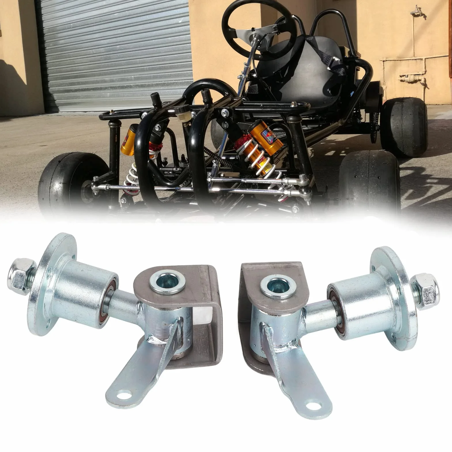 Set di Snodi dello Sterzo del Mozzo della Ruota da 17 Mm, Perno del Fuso a Snodo della Flangia del Cuscinetto della Ruota a 3 Prigionieri Per Pneumatici da 5 Pollici Go Kart ATV Quad Bike