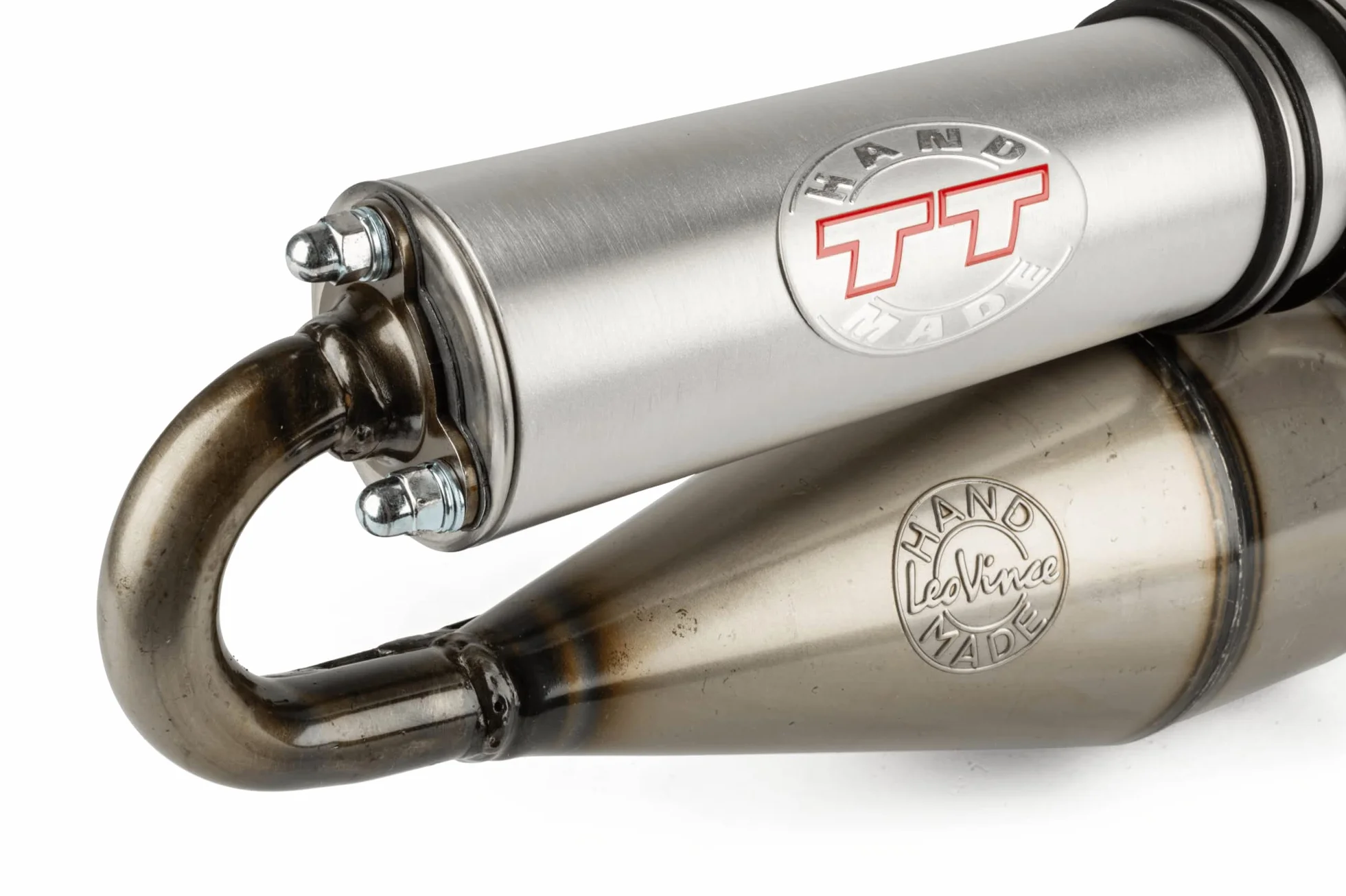Impianto di scarico LeoVince Handmade TT per MBK Booster 50 (tutti i modelli) / Spirit (tutti i modelli) / Rocket/Slider/Yamaha BWs, con marchio di omologazione E