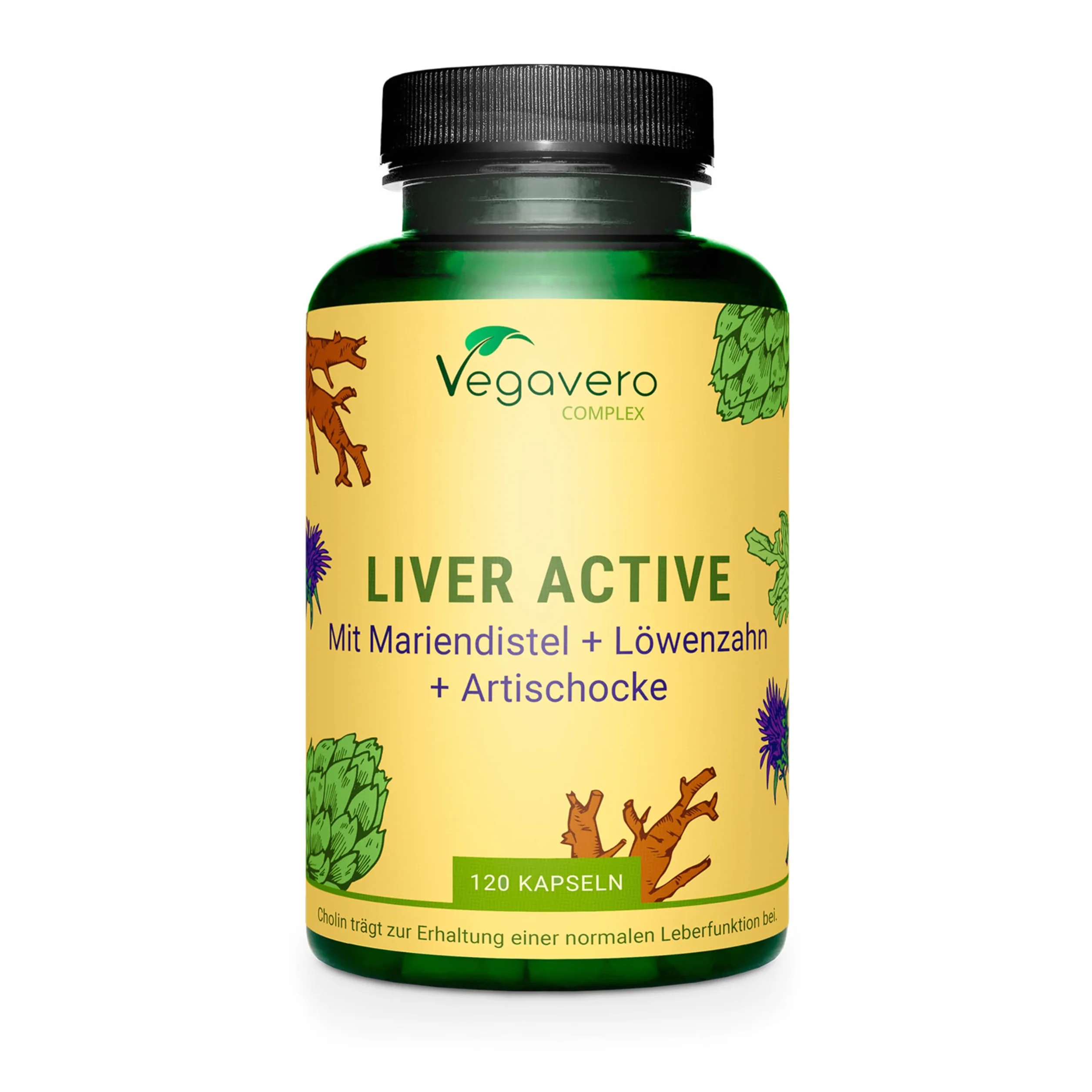Vegavero® Detox FEGATO Cardo Mariano Carciofo Tarassaco Cicoria Colina Silimarina Cinarina 120 capsule Vegan