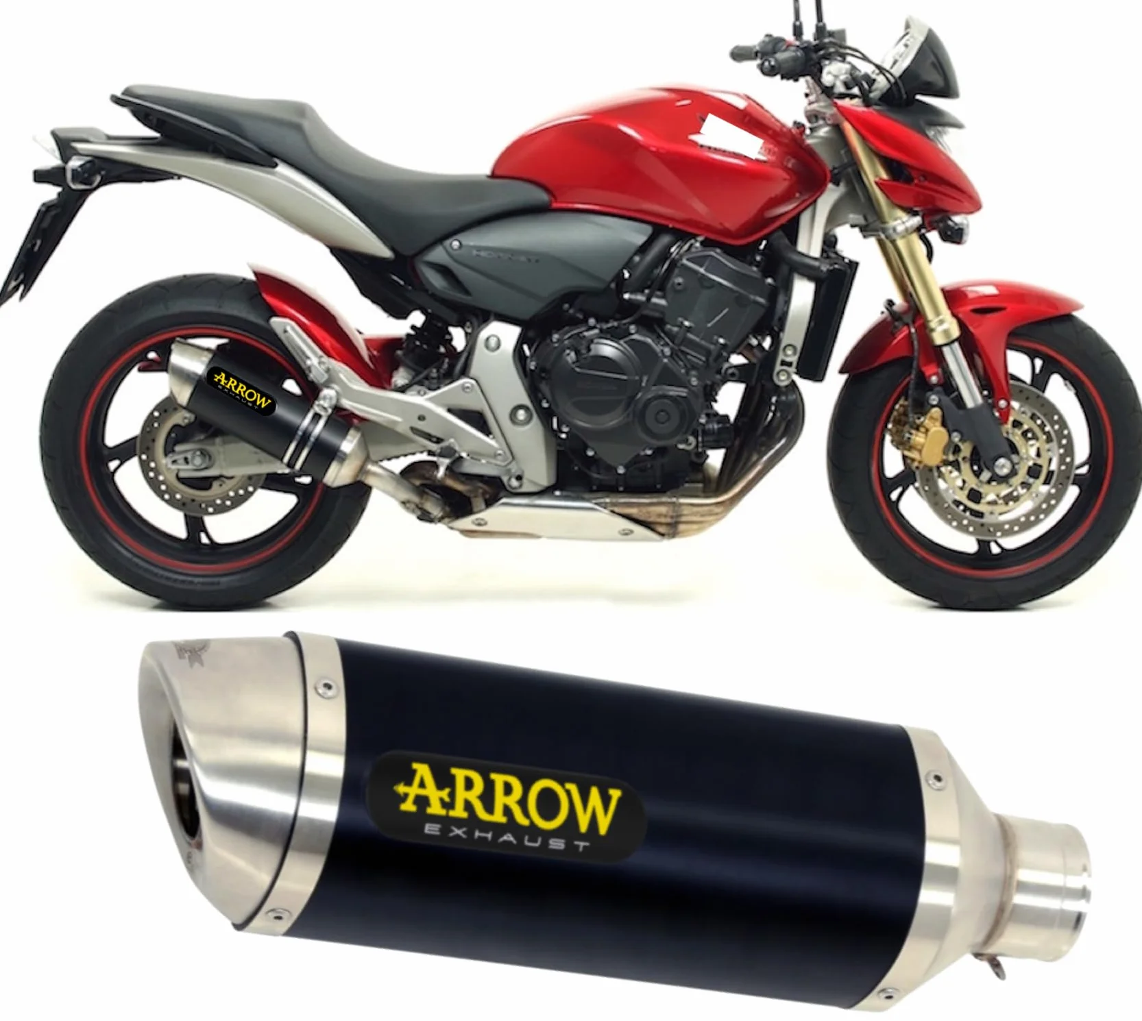 arrow scarico omologato thunder alluminio nero compatibile con honda cb 600 f hornet 2007 2008 2009 2010 2011 2012 2013 mototopgun