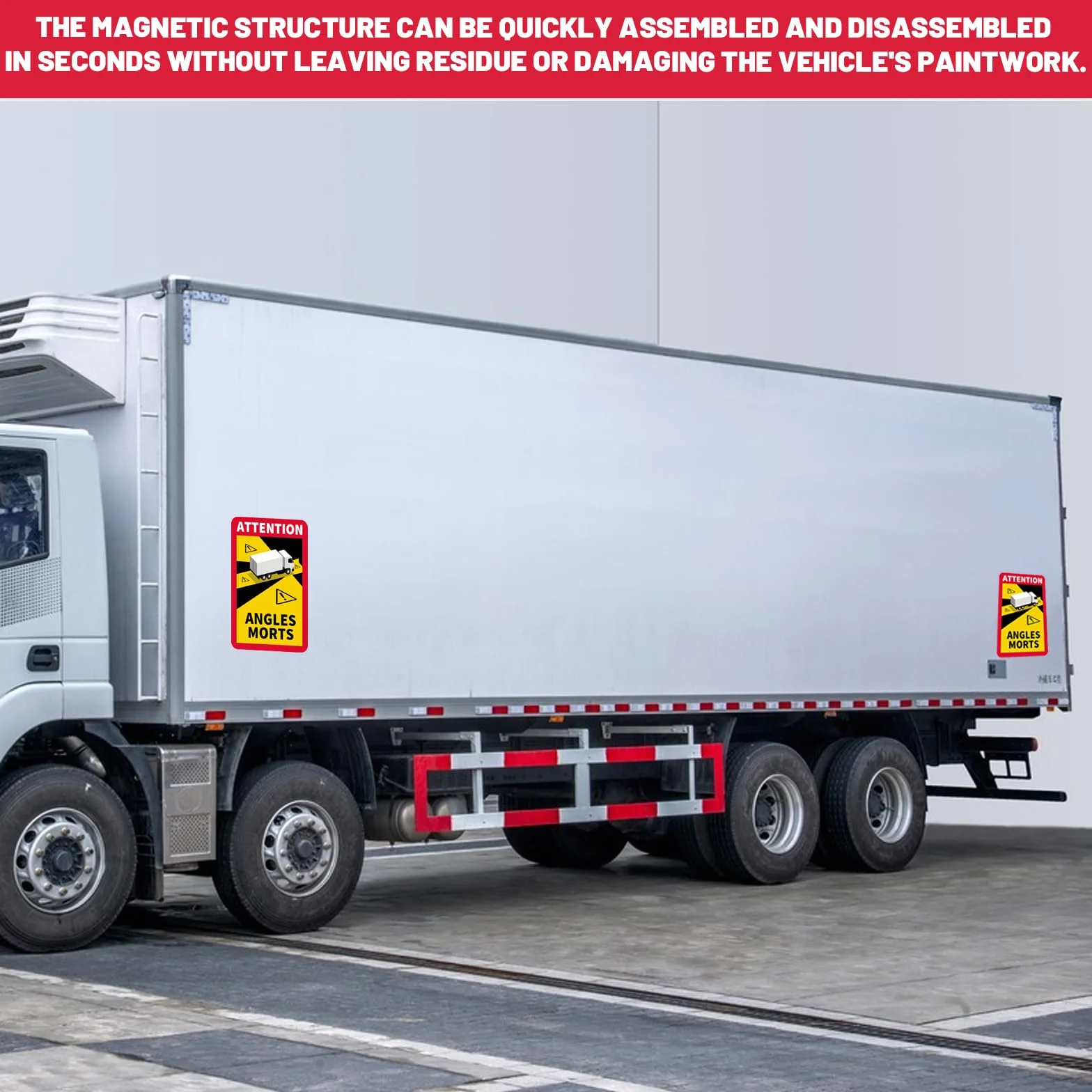 Adesivo Angolo Morto 17 x 25 cm Magnetico Francese "Angle Morts" per Camion e Camper Protezione UV