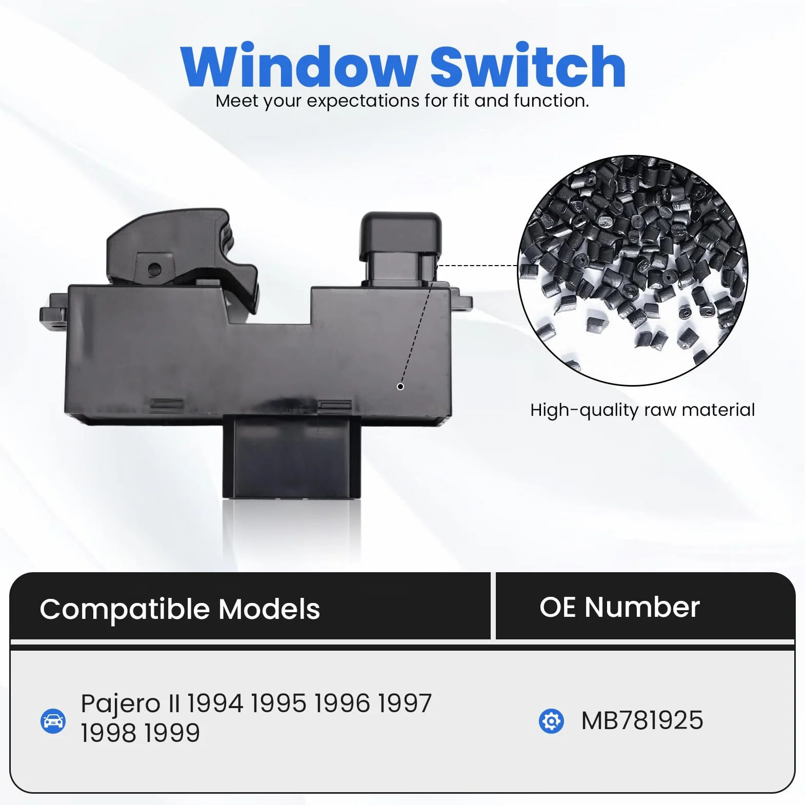 Interruttore Alzavetro compatibile con Pajero II 1994-1999 Pulsantiera Alzavetro Interruttore Alzacristalli Pulsantiera Interruttore Finestrini compatibile con Pajero 2 MB781925