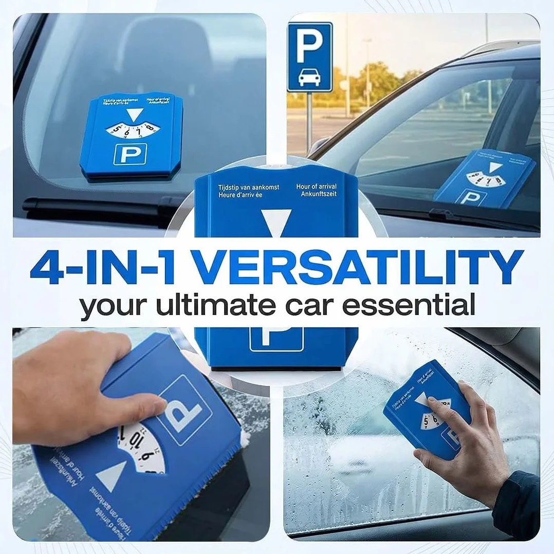 Disco Orario Parcheggio 2 Pezzi Raschietto Ghiaccio Auto Moto Blu 15.4x12.4x0.8 Cm