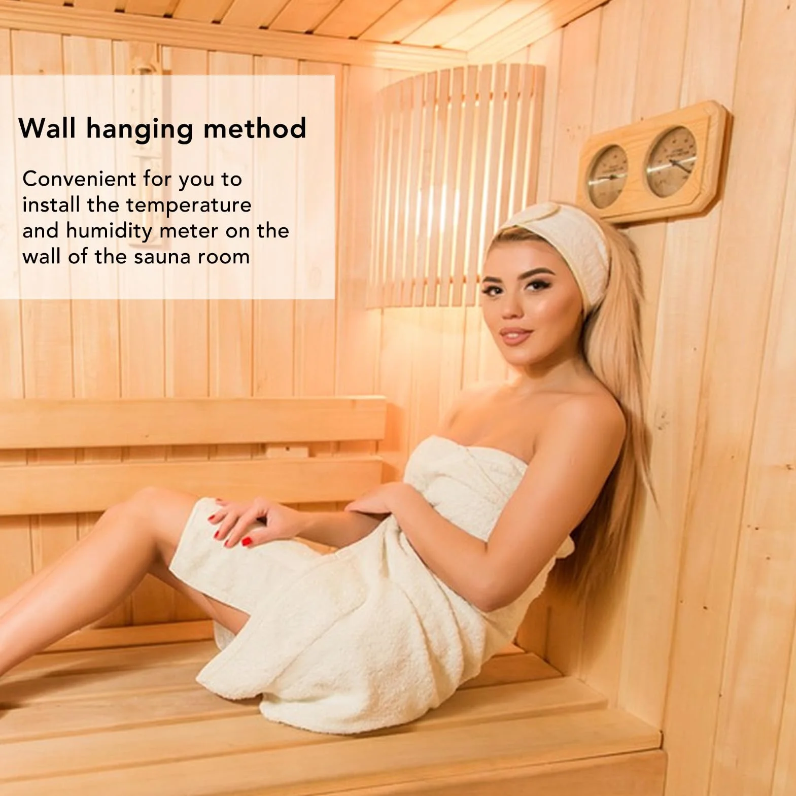 Termometro da sauna a parete igrometro legno 2 in 1 misuratore temperatura umidità