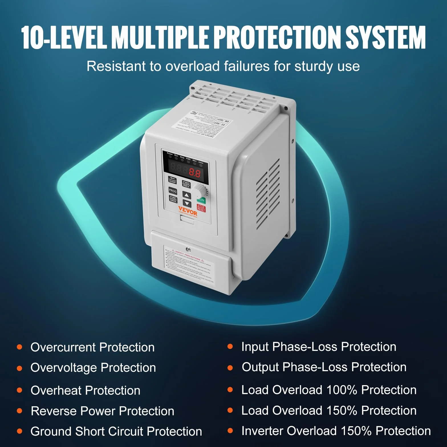 VEVOR Inverter Azionamento a Frequenza Variabile 4kW 5CV 18A 0-400Hz VFD Ingresso Monofase Uscita Trifase