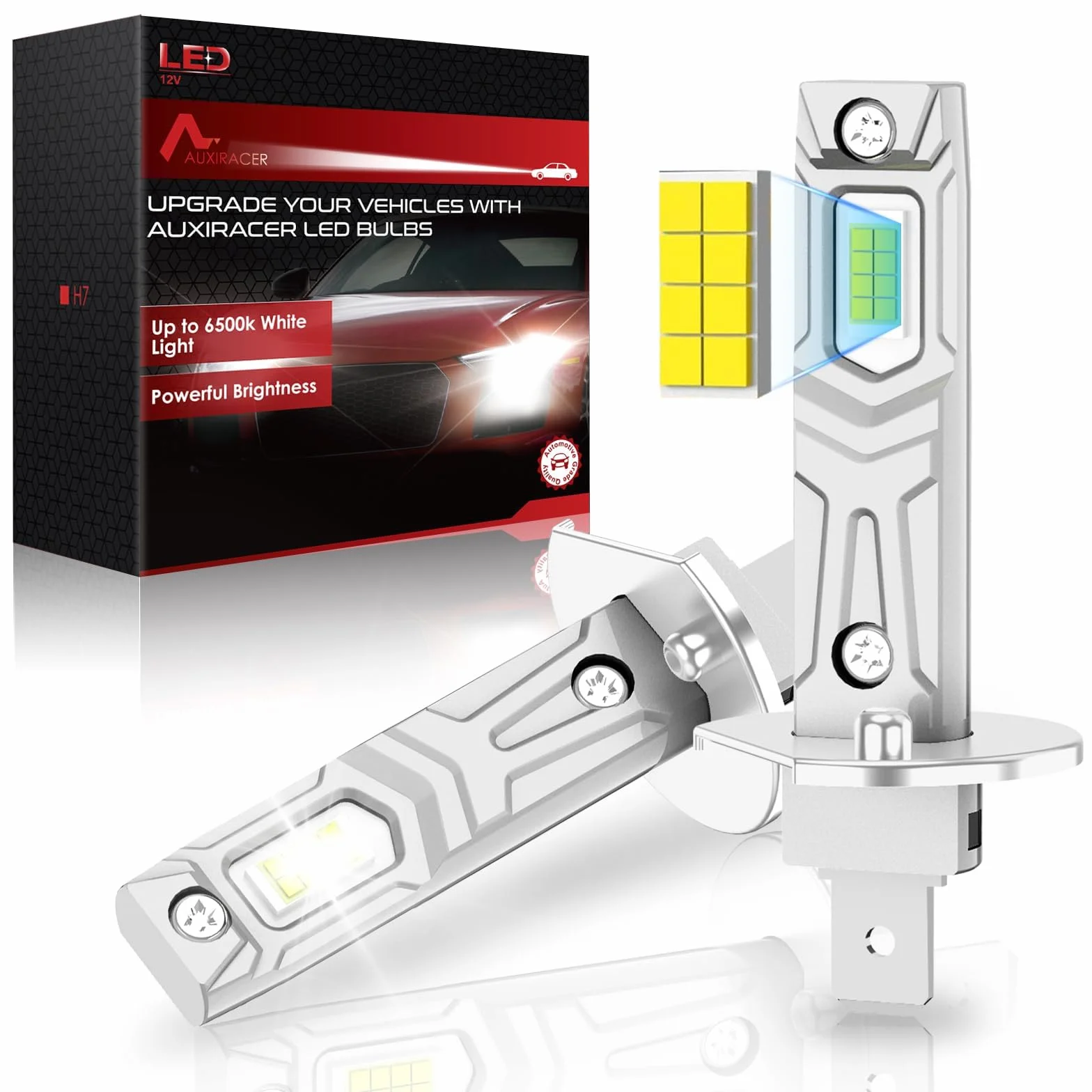AUXIRACER H1 LED Lampadine 30000LM 12V 6500K Luce Bianca Pacco da 2