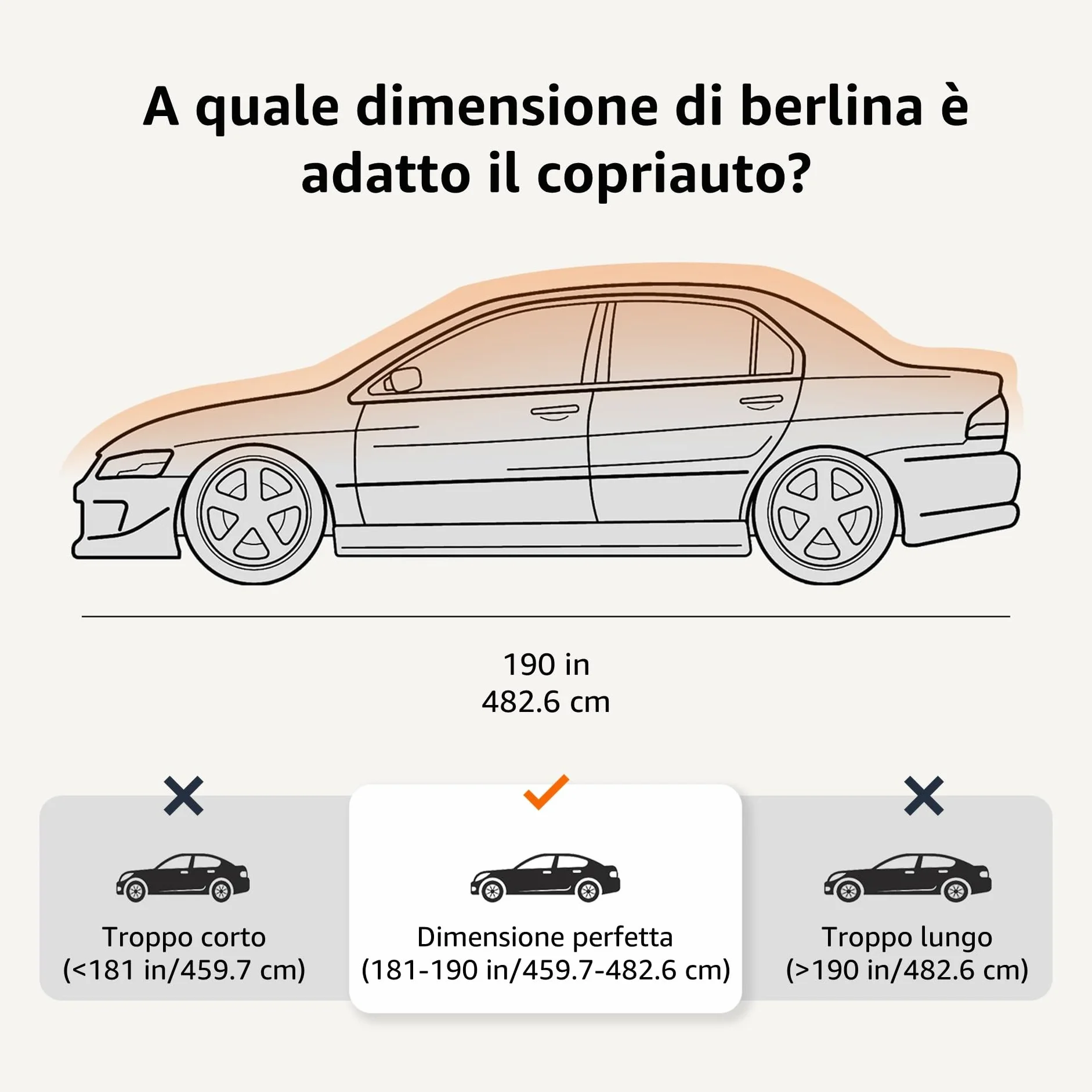 Amazon Basics Telo copriauto Argento, resistente alle intemperie, in tessuto Oxford 150D, per berline fino a 483 cm
