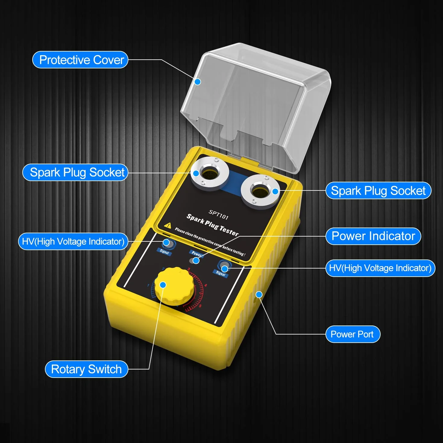 Tester Candele Auto 220V Regolabile, Strumento Diagnostico Accensione 12V a Doppio Foro