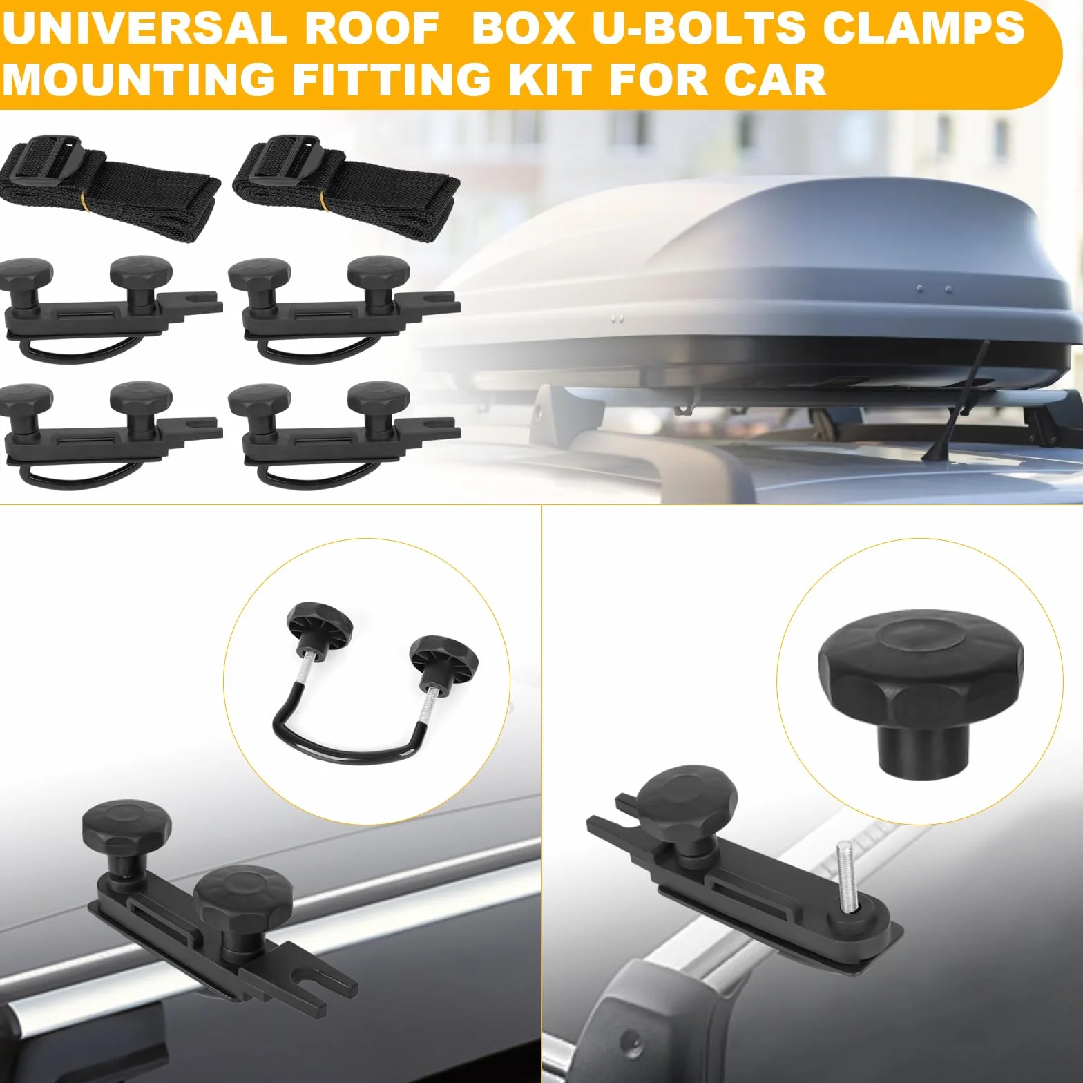 Fissaggio per Box da Tetto 4 Pezzi Kit Montaggio Supporto Parete Universale 85mm