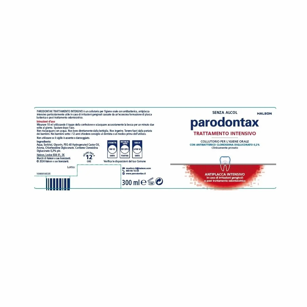 Parodontax Collutorio Clorexidina Trattamento Intensivo Antibatterico Antiplacca senza alcol 300 ml
