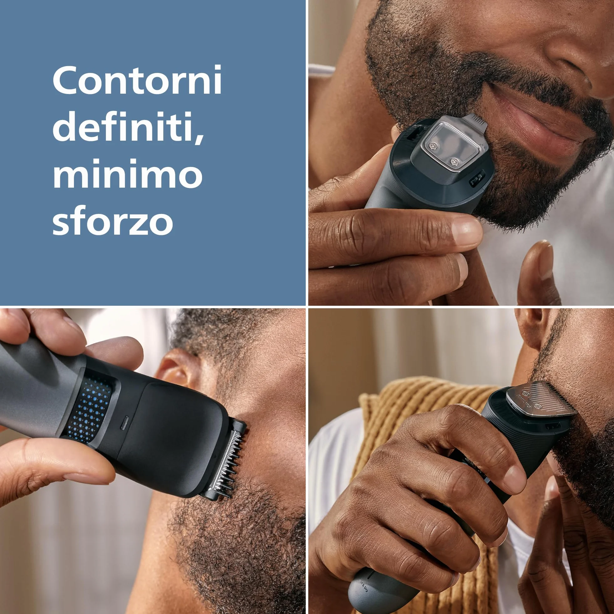 Philips Serie 7000 Regolabarba BT7660/15 Lame Metallo Autoaffilanti 40 Impostazioni Lunghezza BeardSense Impermeabile