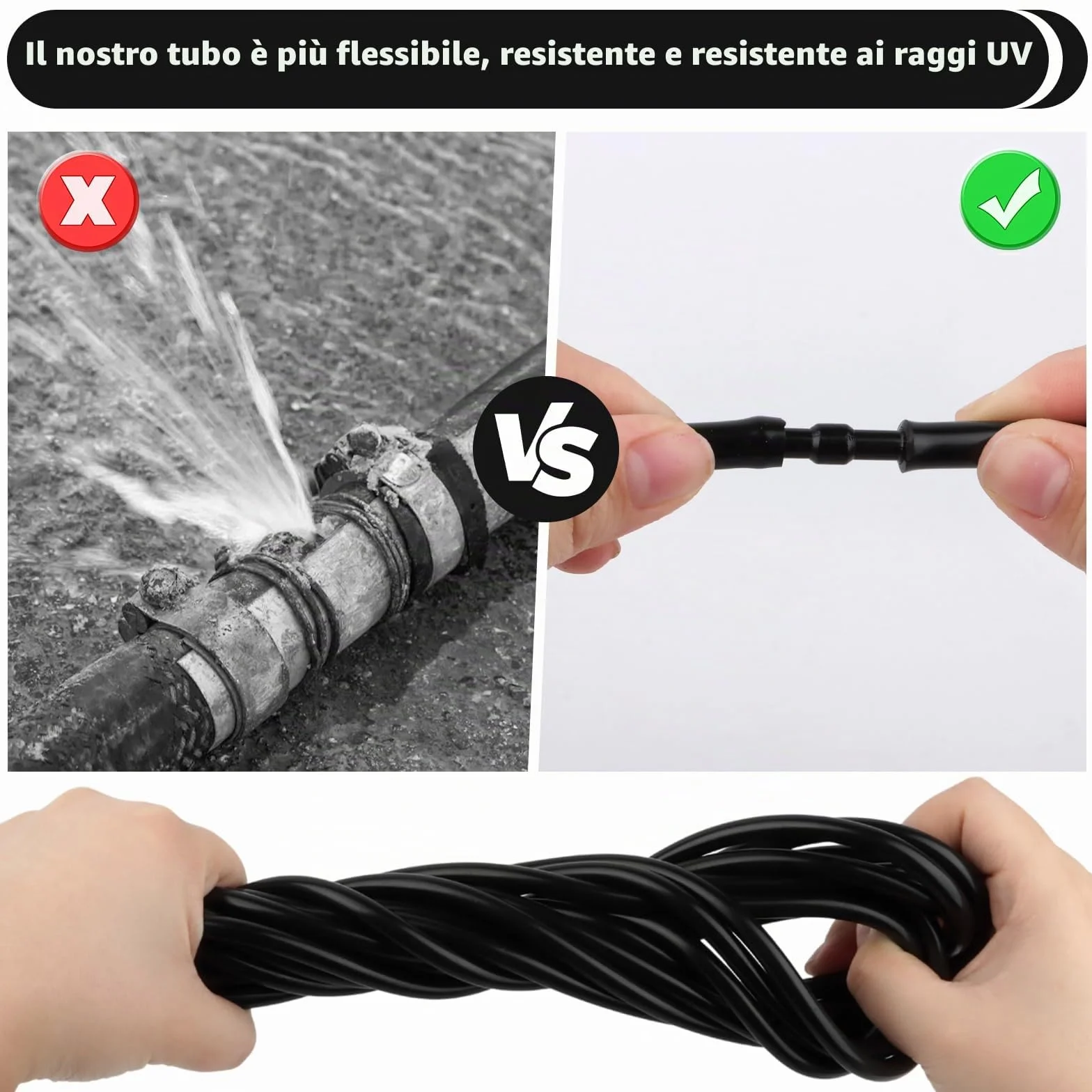 Kit Lavavetri per Parabrezza 5M Tubo Connettori Tergicristalli Auto 30 Pezzi Universali Nero