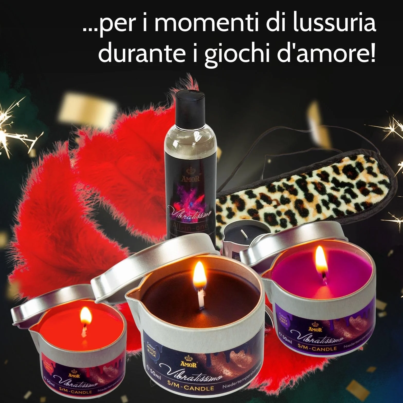 VIBRATISSIMO S/M Candela Burning Red 50ml Cera a bassa temperatura per giochi erotici massaggio coppie