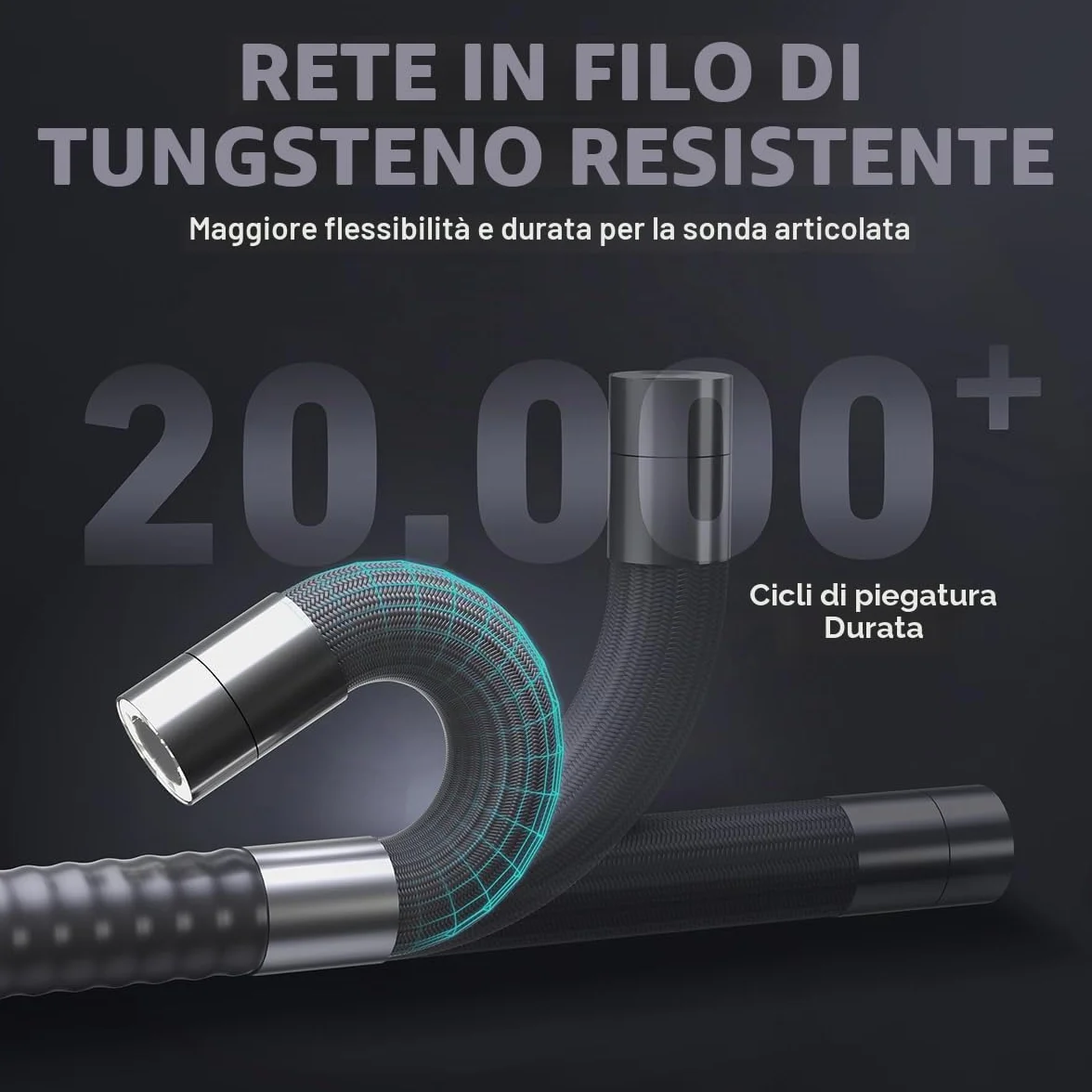 Ralcam Telecamera Endoscopica 4,3 Pollici 1080P HD Schermo LCD Sonda 8,5mm IP67 Impermeabile Boroscopio Snake 180° 10 LED 2M Cavo Semirigido