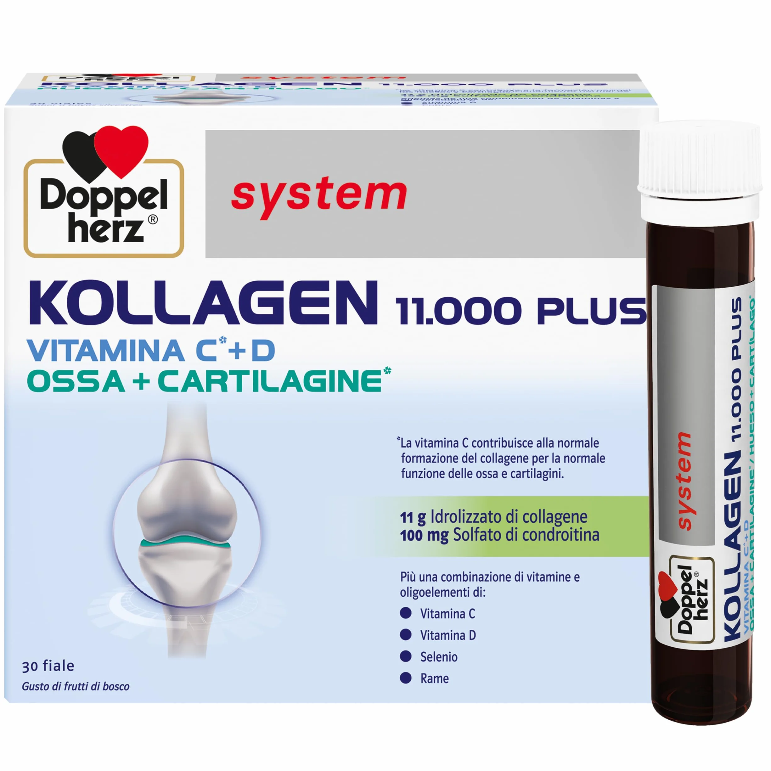Doppelherz system KOLLAGEN 11000 PLUS Integratore Alimentare Collagene 30 Fiale