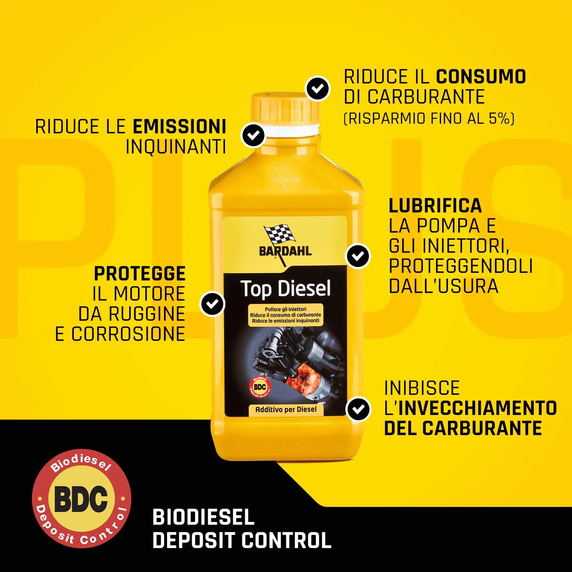 Bardahl Additivo Top Diesel 2 x 1 Litro Lubrifica Pompa Alta Pressione