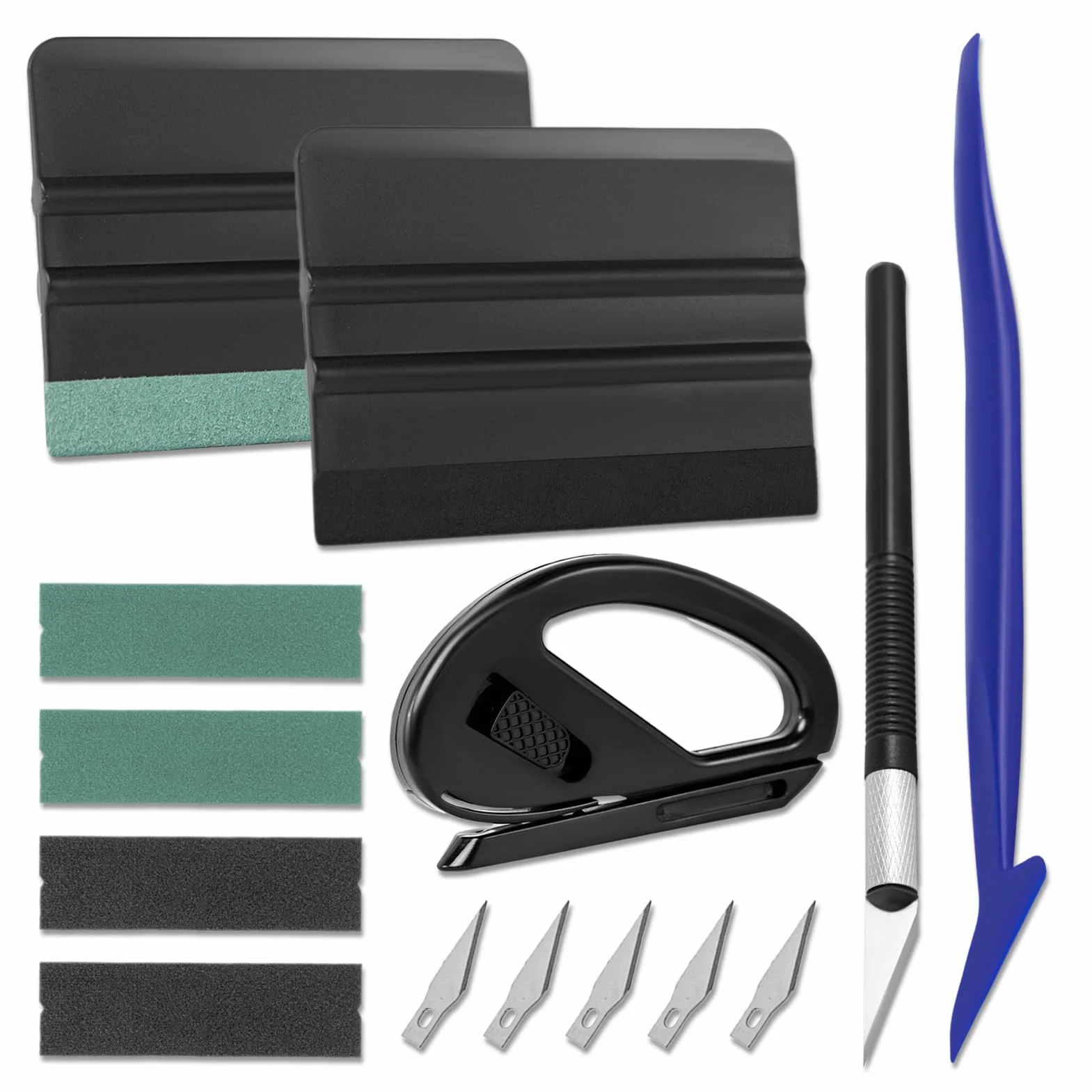 Art3d Kit di strumenti per pellicola per finestre Kit professionale per pellicola auto con raschietto in feltro e pezzi di ricambio in feltro, coltello artigianale e lame, tagliatore di vinile sicuro