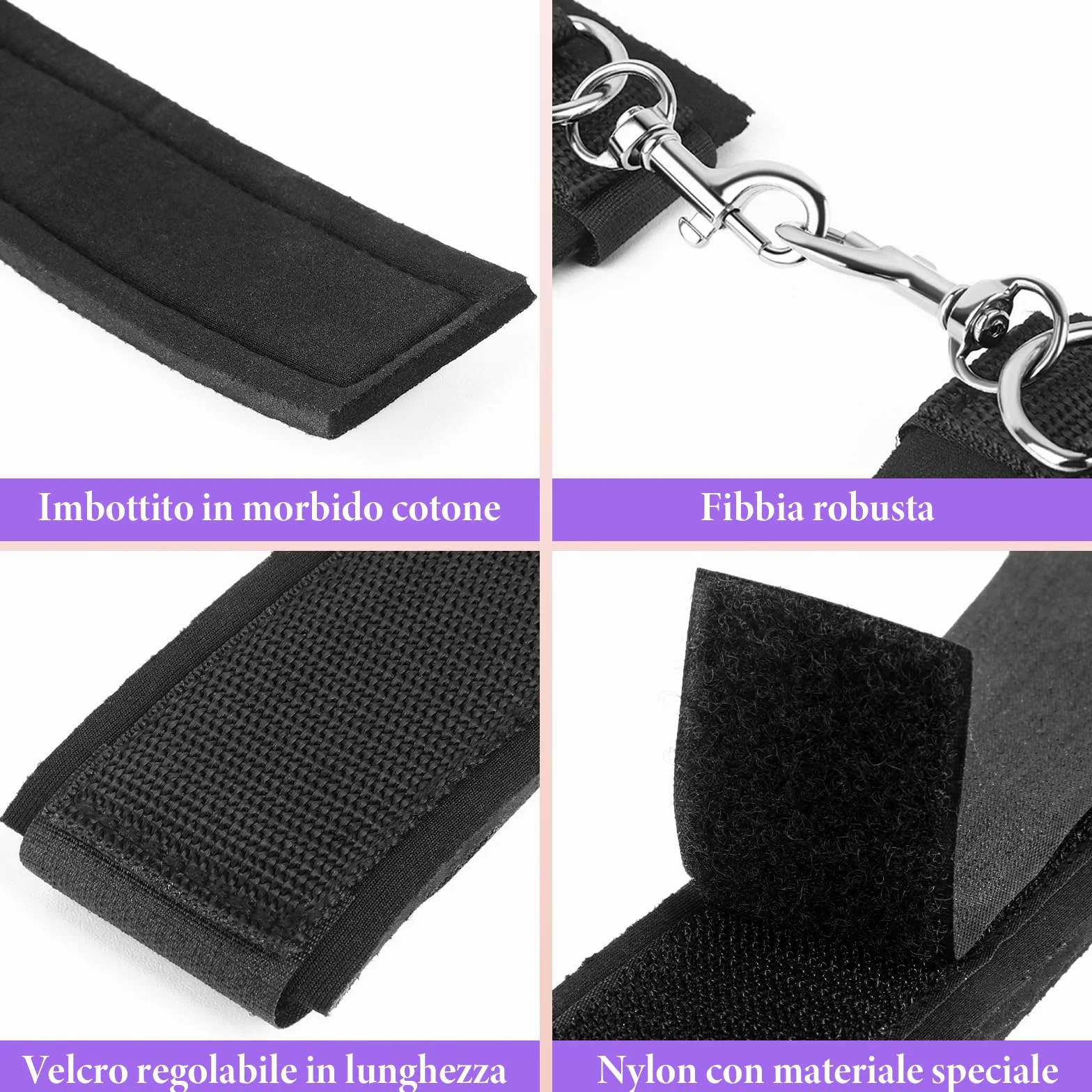 Manette per Coppia Set di Restrizioni Bondage - Giocattoli Sessuali con Cinghie Regolabili per Gambe, Polsini e Cosce BDSM