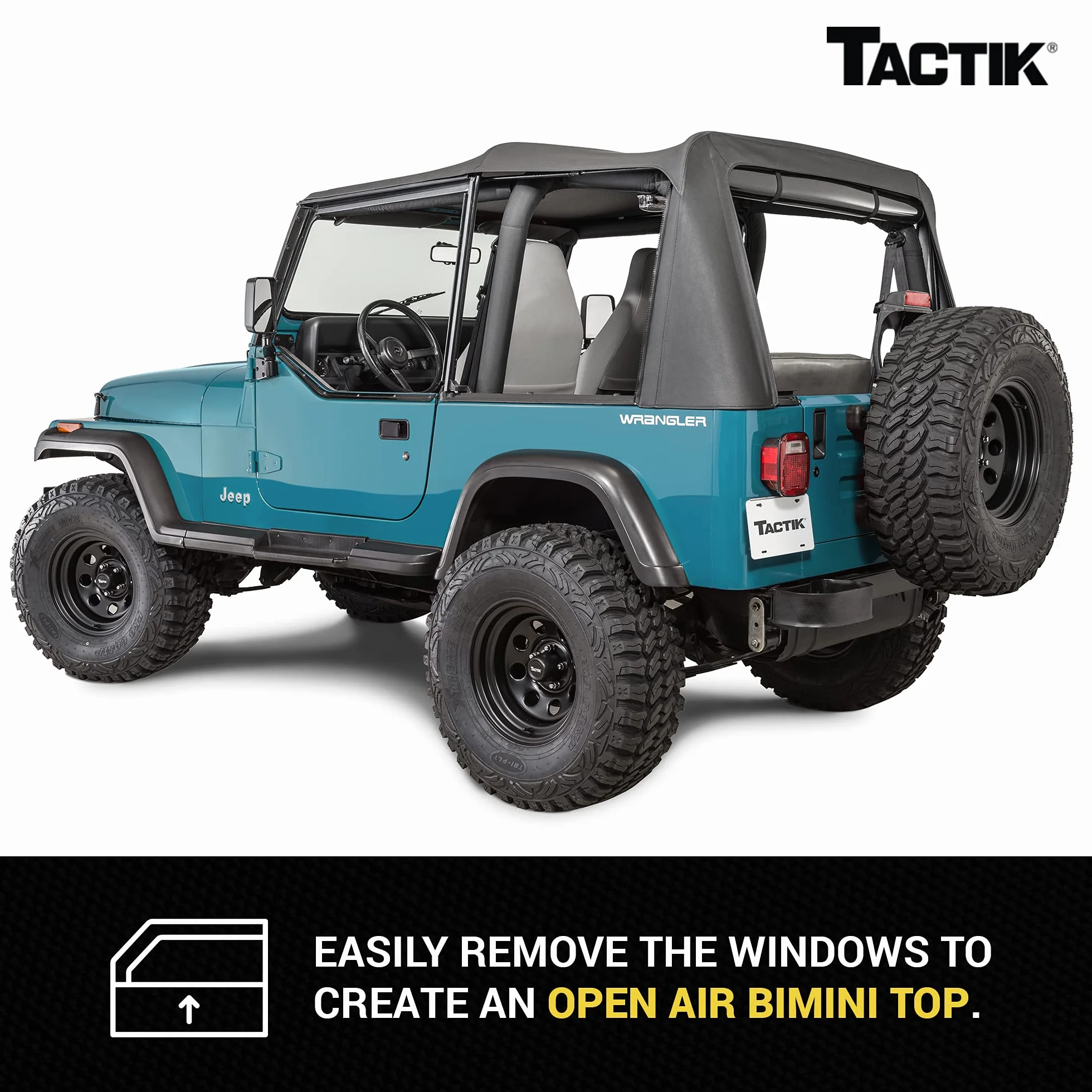 TACTIK Tetto Morbido di Ricambio in Tessuto per Jeep Wrangler YJ 1988-1995 Nero