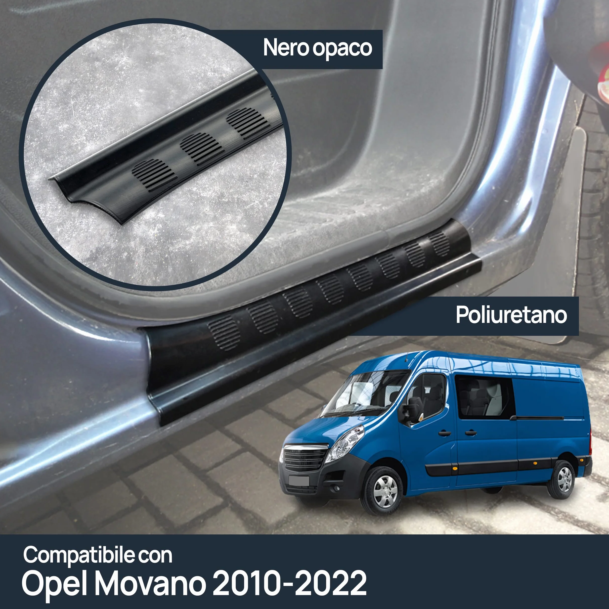 CHROMEMASTER | Rivestimenti Protettivi Battitacco, Compatibili con Opel Movano 2010-2022 | Poliuretano, Nero Opaco | I Rivestimenti Proteggeranno i Battitacco Tua Auto da Graffi e Danni