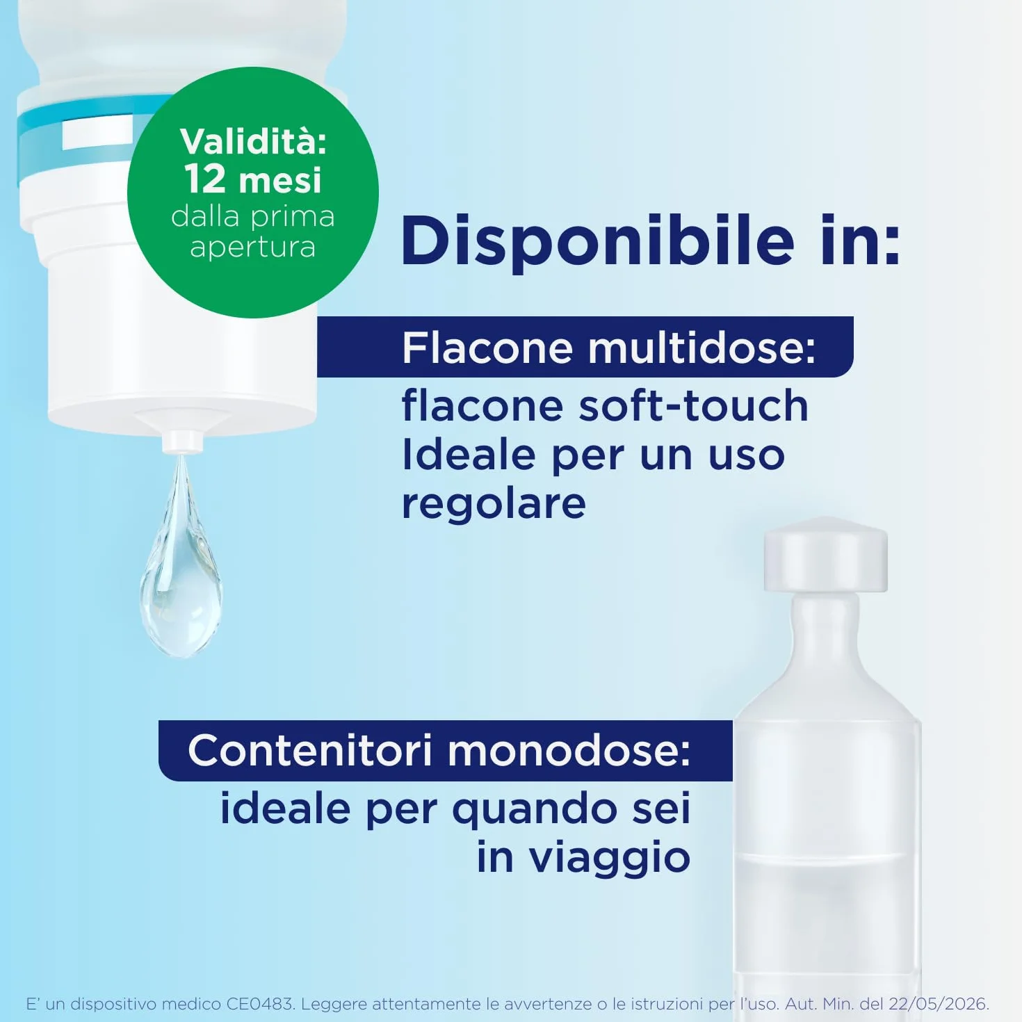 Bepanthenol Collirio Flacone 10 ml – Gocce Oculari con Acido Ialuronico 0,15% e Pantenolo – Lacrime Artificiali Senza Conservanti