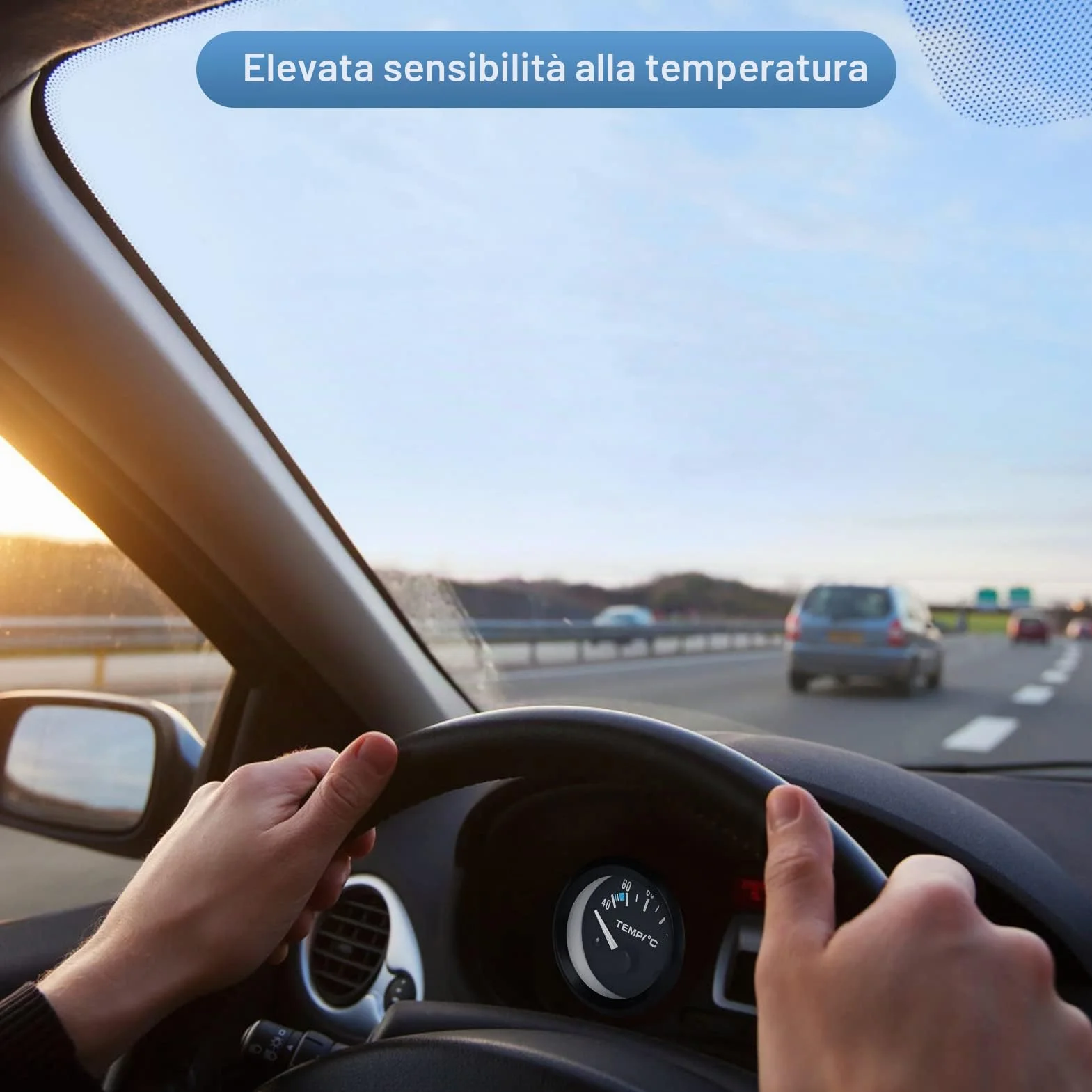 Manometro Temperatura Acqua Digitale con Sensore per Auto