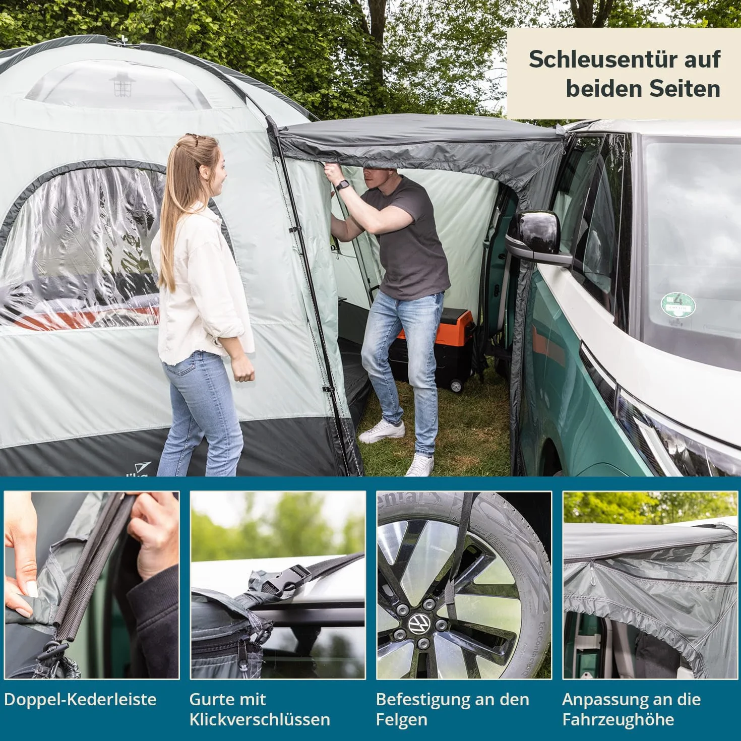 Skandika Pitea Dome Tenda per auto, autobus, furgoni | Indipendente, per 2-4 persone, 2,2 m di altezza, 10,4 m² di superficie abitabile, 3 ingressi, zanzariera, 3000 mm di colonna d'acqua