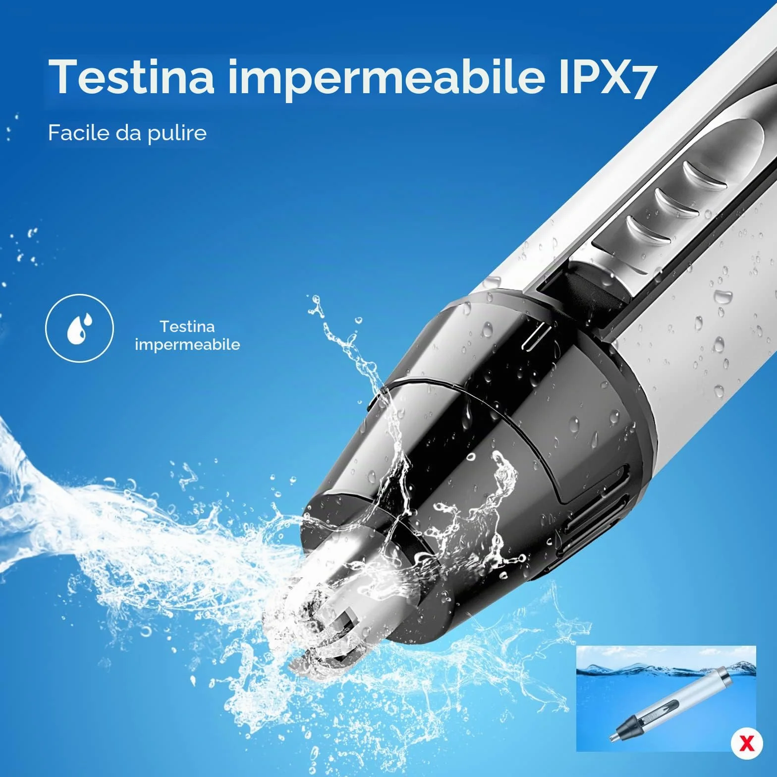 Profesjonalny Trymer do Nosa i Uszu IPX7 Wodoodporny Ładowalny (Biały)