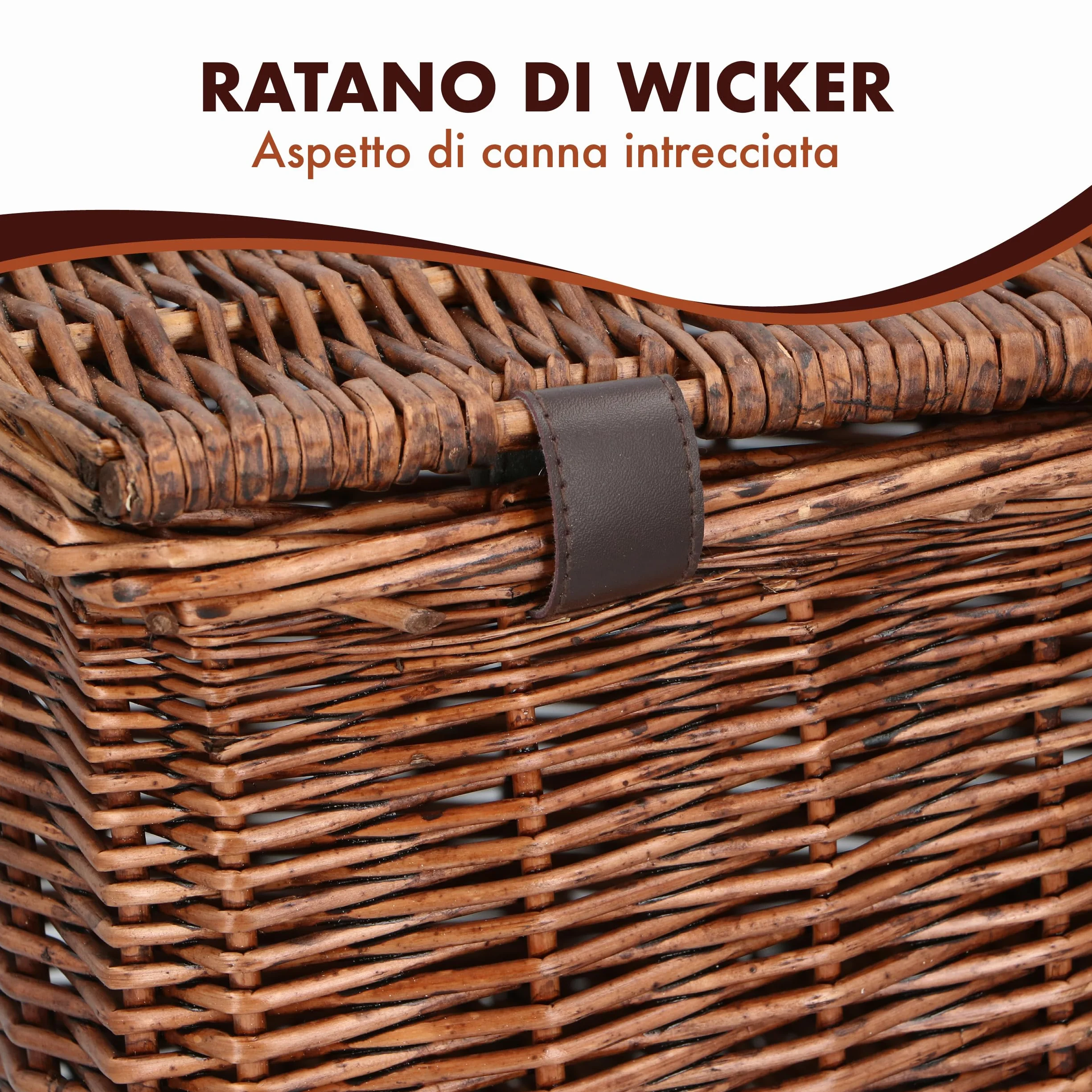 Cestino Bici in Vimini 30L 45x30x25 cm Marrone