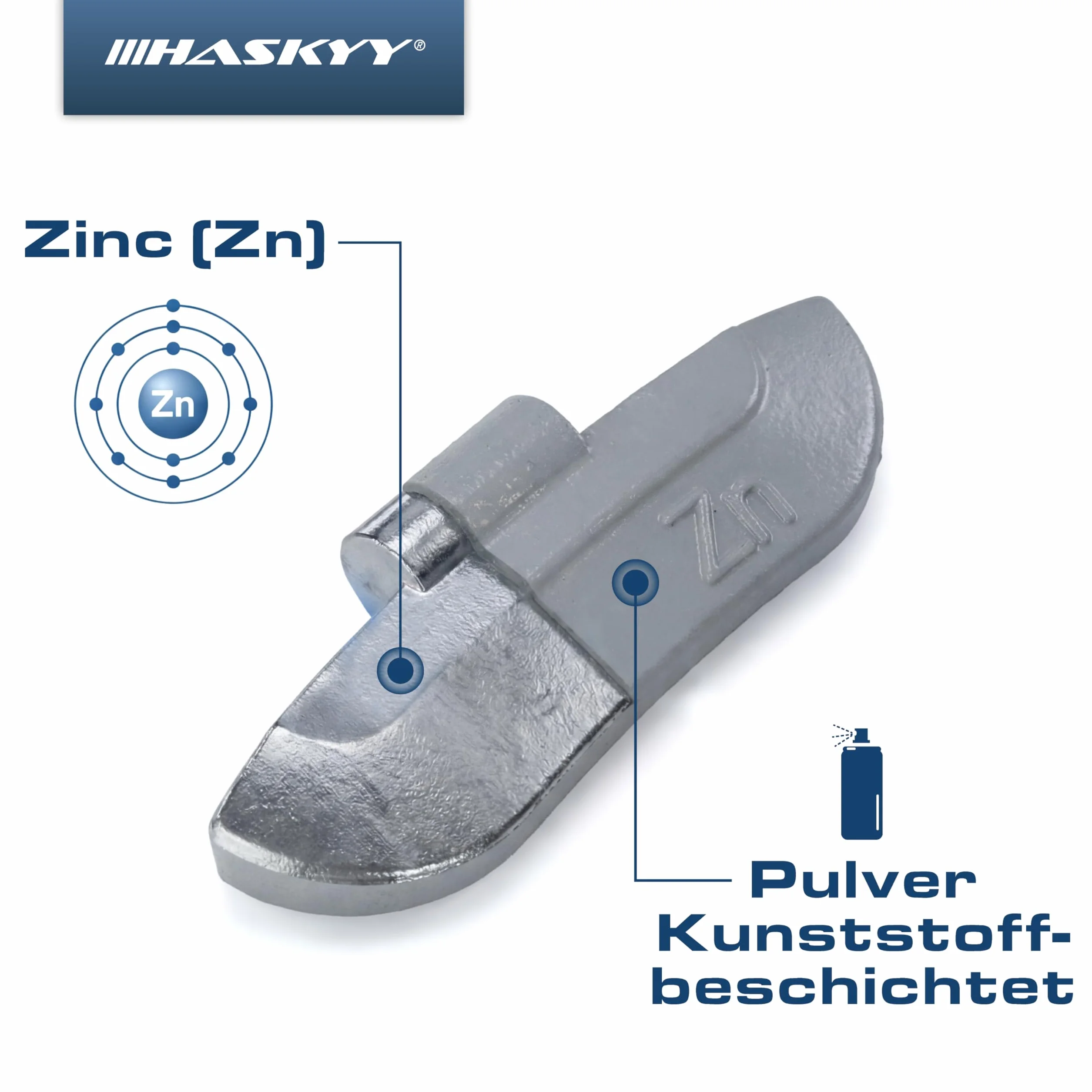 HASKYY 225 Contrappesi assortiti da 5 a 30g per equilibratura ruote in ferro auto compreso l'organizzatore/scatola di assortimento