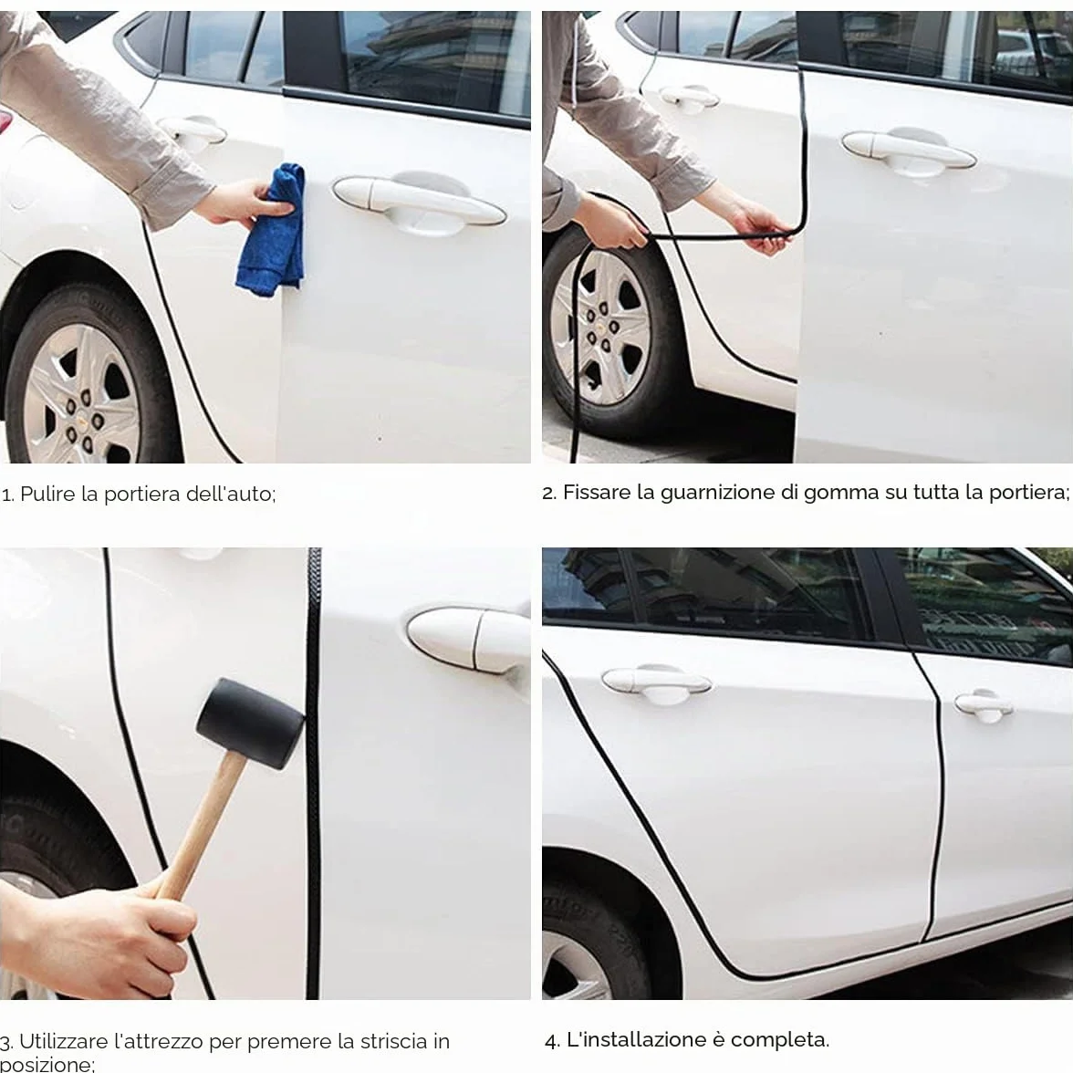 URAQT 5.5 M Protezione Porte Auto, Protezione per Bordi Auto in Gomma, Guarnizione Porta Auto a forma di U, Autoadesivo per la Maggior Parte delle Automobili (Nero)