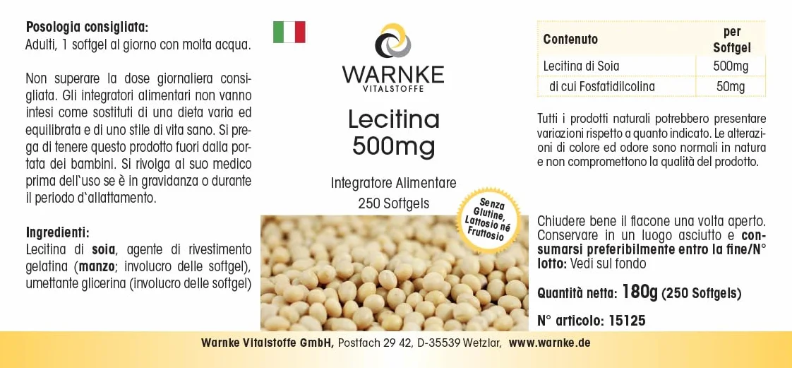 Lecitina 500mg 250 Softgel Warnke Vitalstoffe