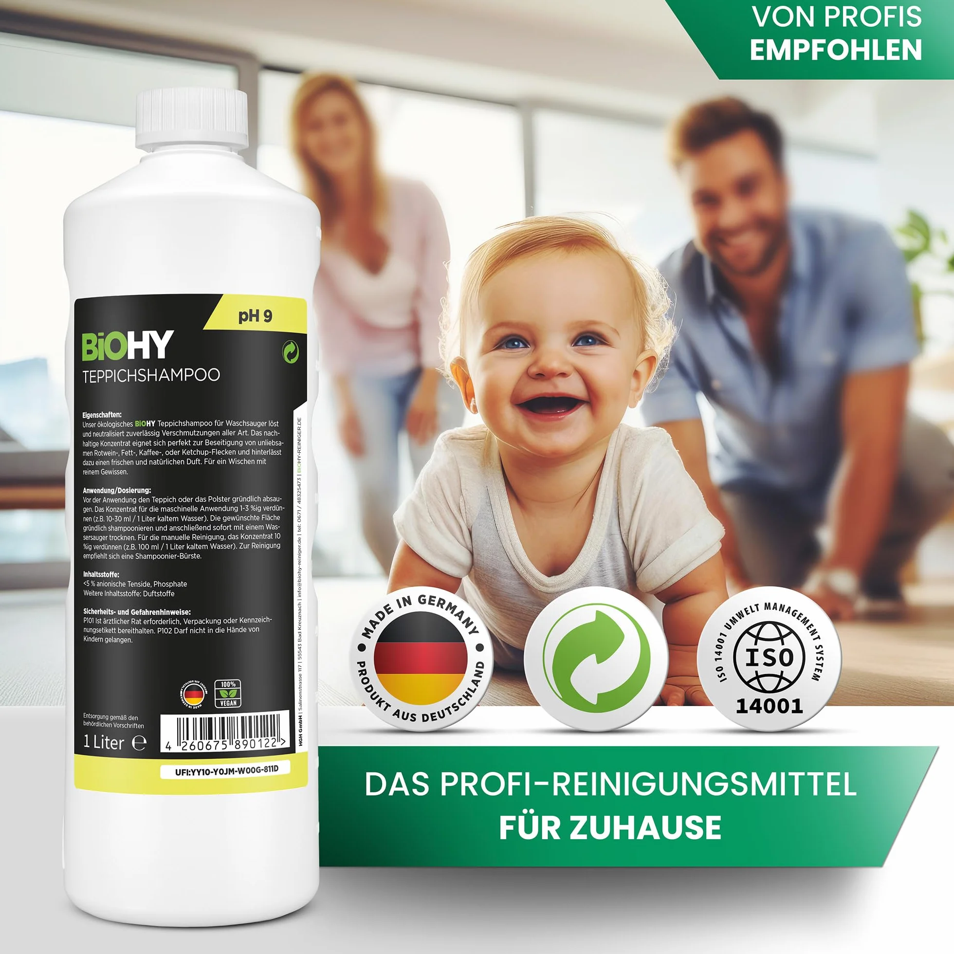 BiOHY Shampoo per tappeti 1l Concentrato detergente efficace rimuovere macchie ostinate