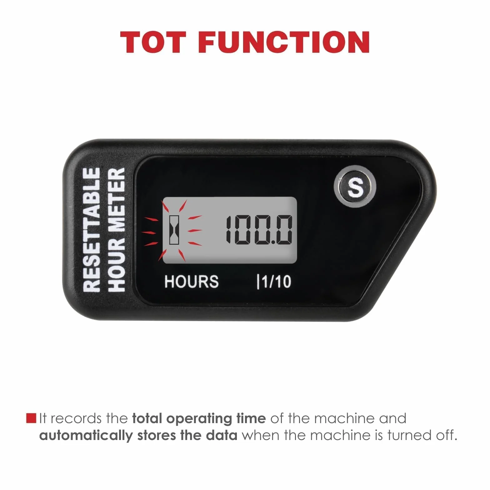 RileyFine RQ-HM016H Contatore Ore con Promemoria Manutenzione, Tosaerba Motosega Moto Lavapressione Nero