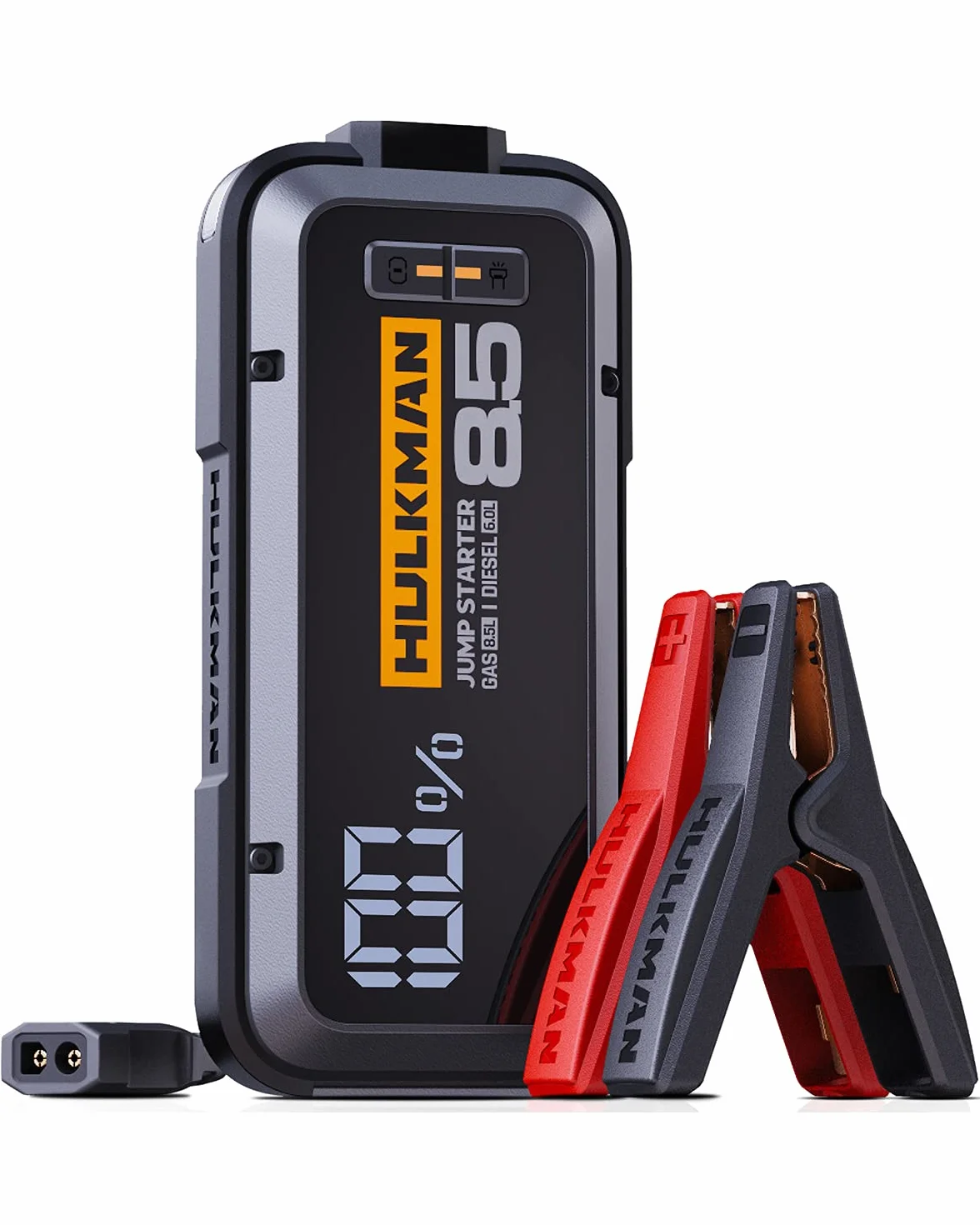 HULKMAN Alpha85 Grigio Spazio, Avviatore di Emergenza Intelligente 2000A 74Wh, Booster Batteria Auto 12V Portatile con Schermo da 3.3",Power Bank USB-C, Cavi per Motori fino a 8.5L Benzina/6.0L Diesel