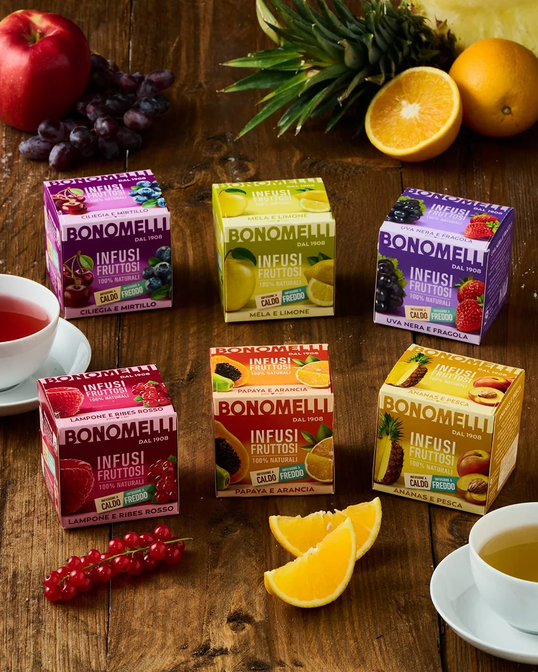 Bonomelli Infusi Fruttosi Uva Nera e Fragola, Confezione da 12 Filtri, 100% Naturali (24g)