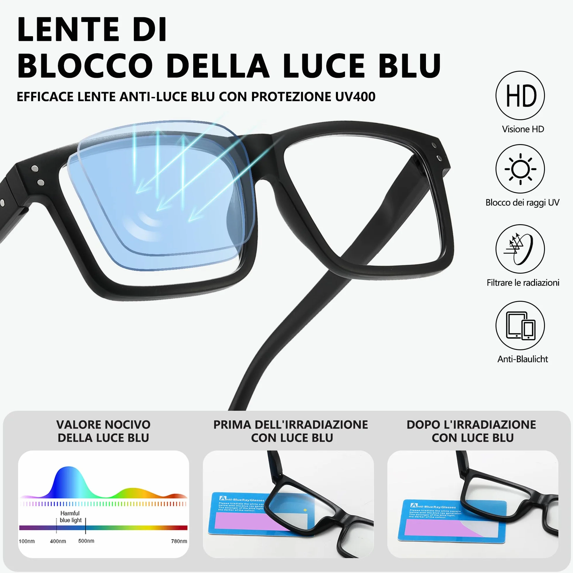 Occhiali da Lettura Uomo con Filtro Luce Blu, Montatura Oversize Quadrata Grande, 3 Paia